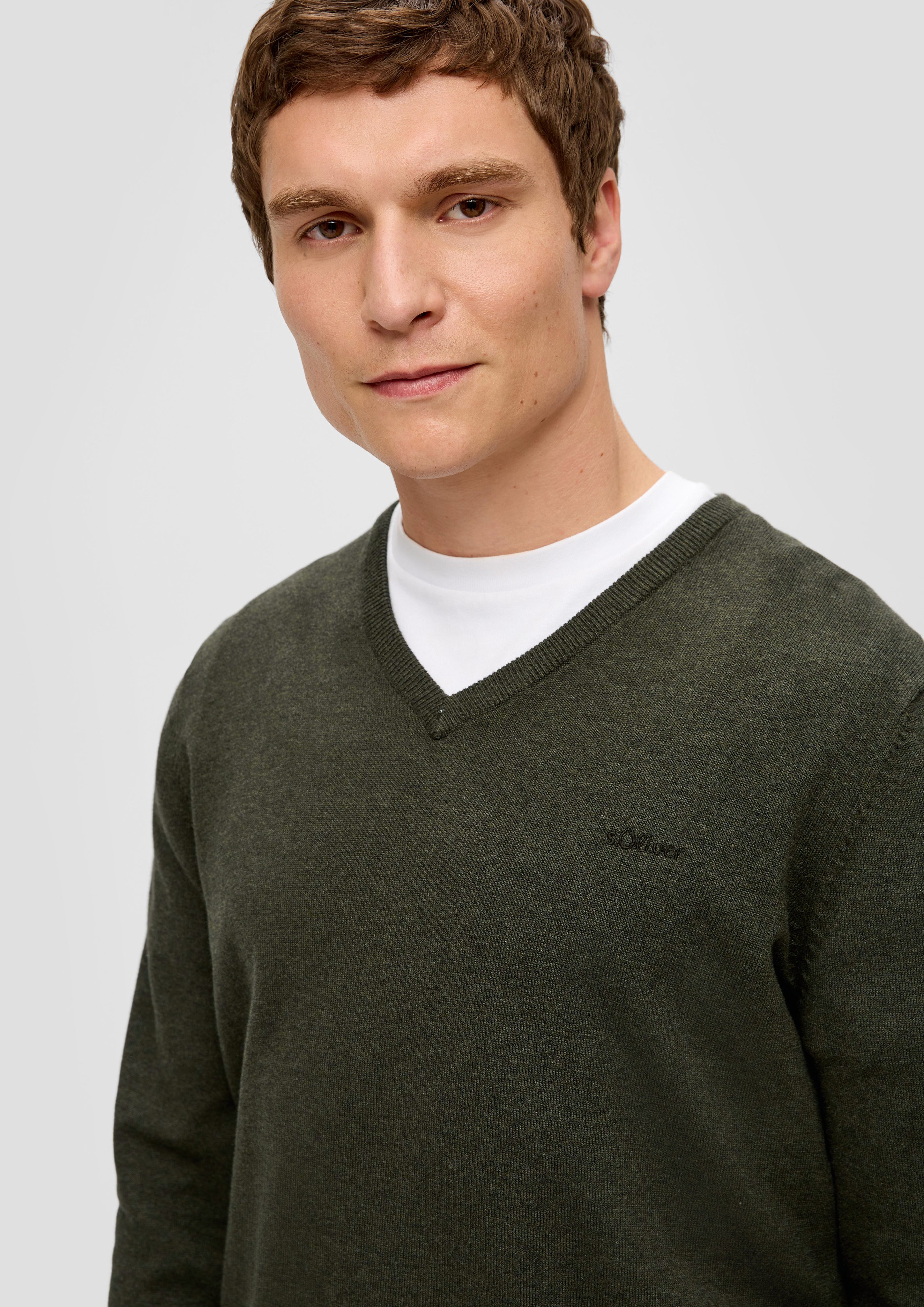 s.Oliver Strickpullover Strickpullover mit Logo-Stickerei Logo günstig online kaufen