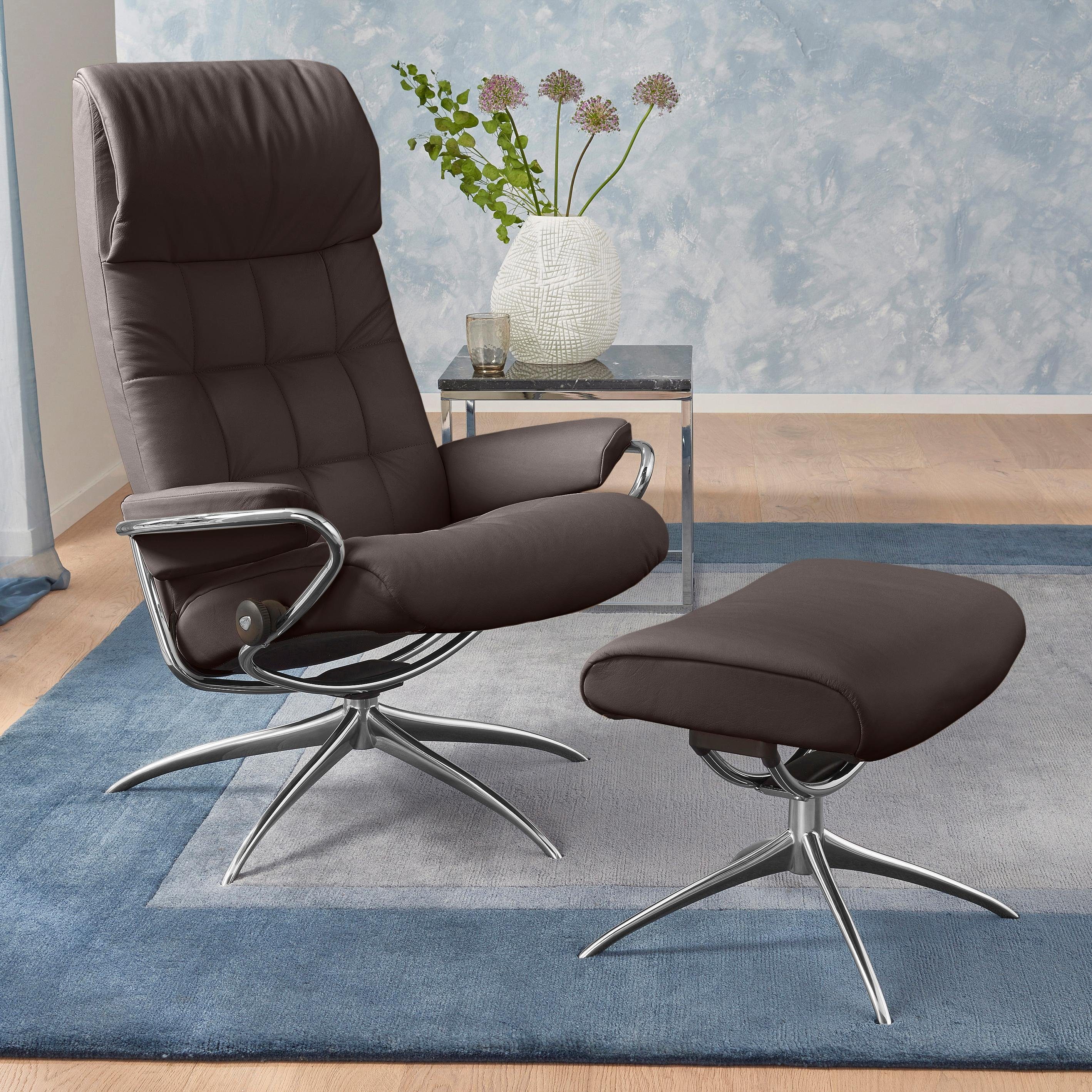 Stressless® Relaxsessel London (Set, Relaxsessel mit Hocker), mit Hocker, High Back, mit Star Base, Gestell Chrom