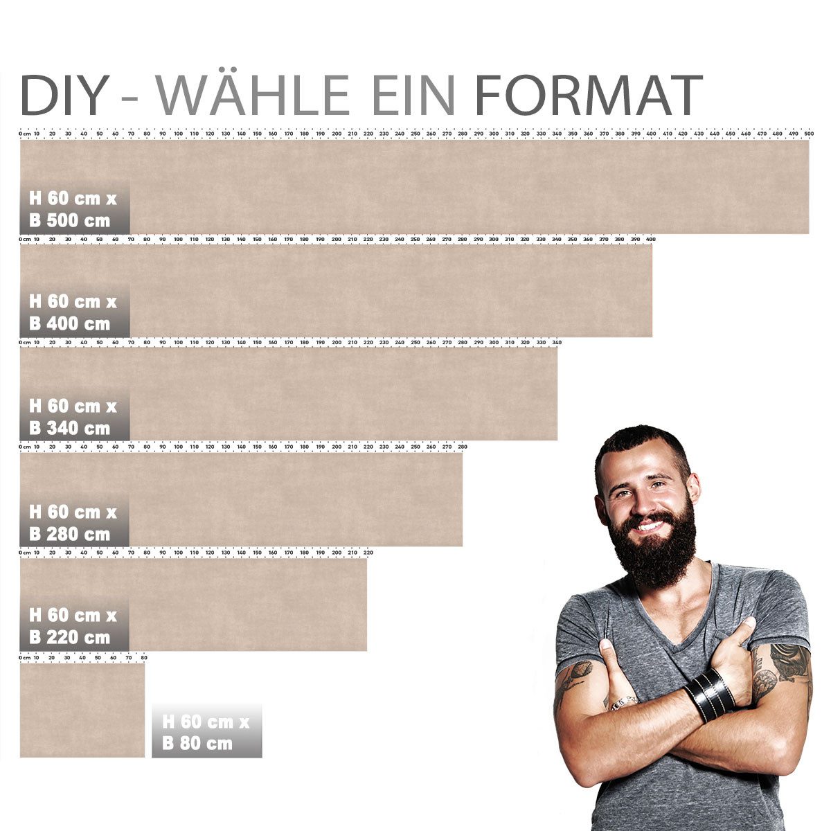 Stickerprofis Küchenrückwand TAUPE STRICH (Matt-Finish), (Premium), 1,5mm, selbstklebend, hält auf besonders vielen Öberflächen