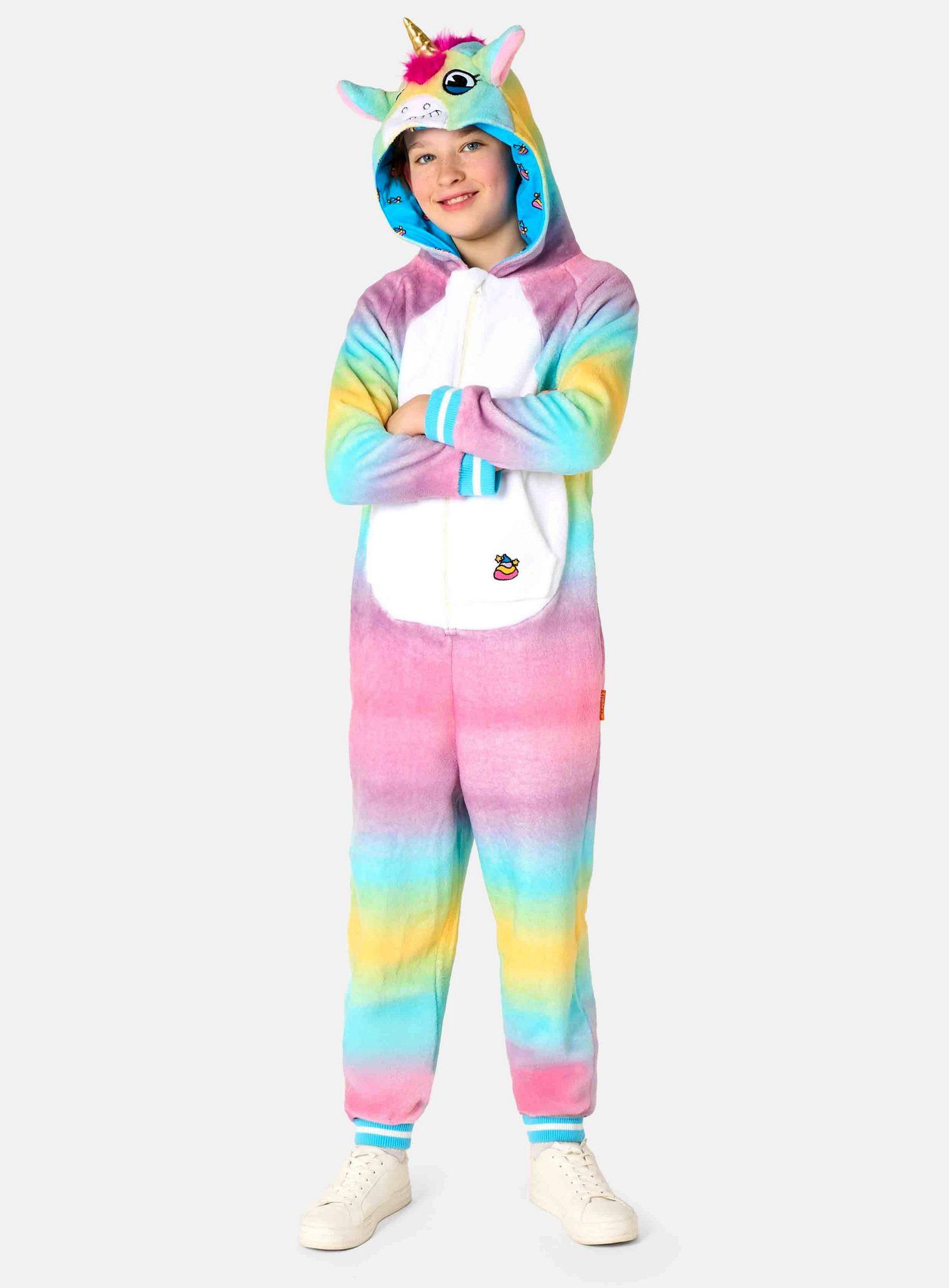 Opposuits Kostüm Einhorn Onesie für Kinder, Der Overall beweist: jedes Tier eignet sich zum Kuscheln!