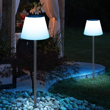 etc-shop LED Solarleuchte, LED-Leuchtmittel fest verbaut, Kaltweiß, Gartenstehlampen Wegeleuchte IP44 Solarleuchte Akku, Außenleuchte