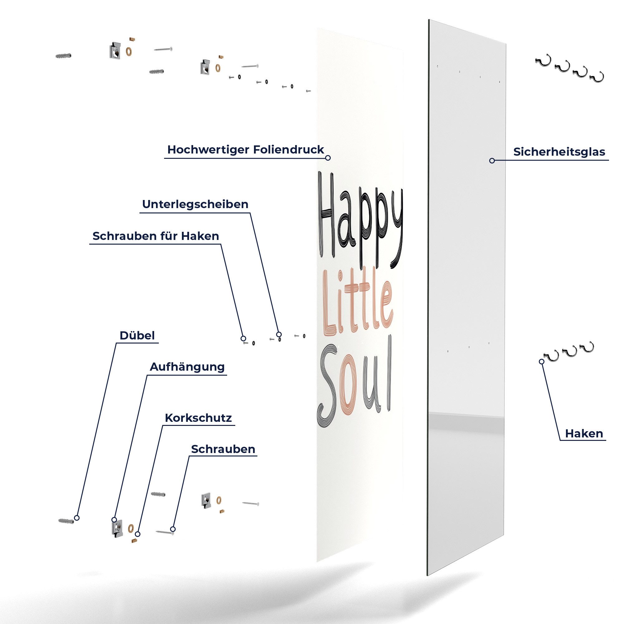 DEQORI Kleiderhaken 'Glückliche Kinderseele', Glas Garderobe hängend Flur Jackenhalter modern Wandgarderobe Haken