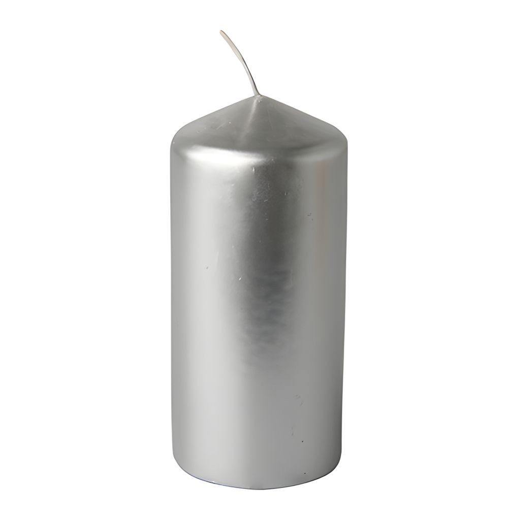 PAPSTAR Stumpenkerze Stumpenkerze Ø 60 mm, 130 mm silber 12 Stk