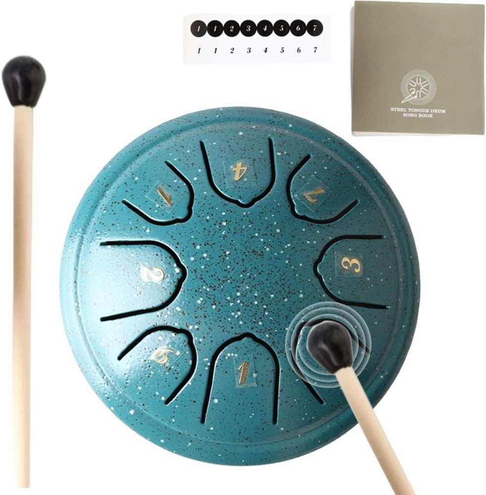 Steel Tongue Drum Steel Tongue Drum 4,5 Zoll 8 Töne inkl. Schlägel und Tasche DE.