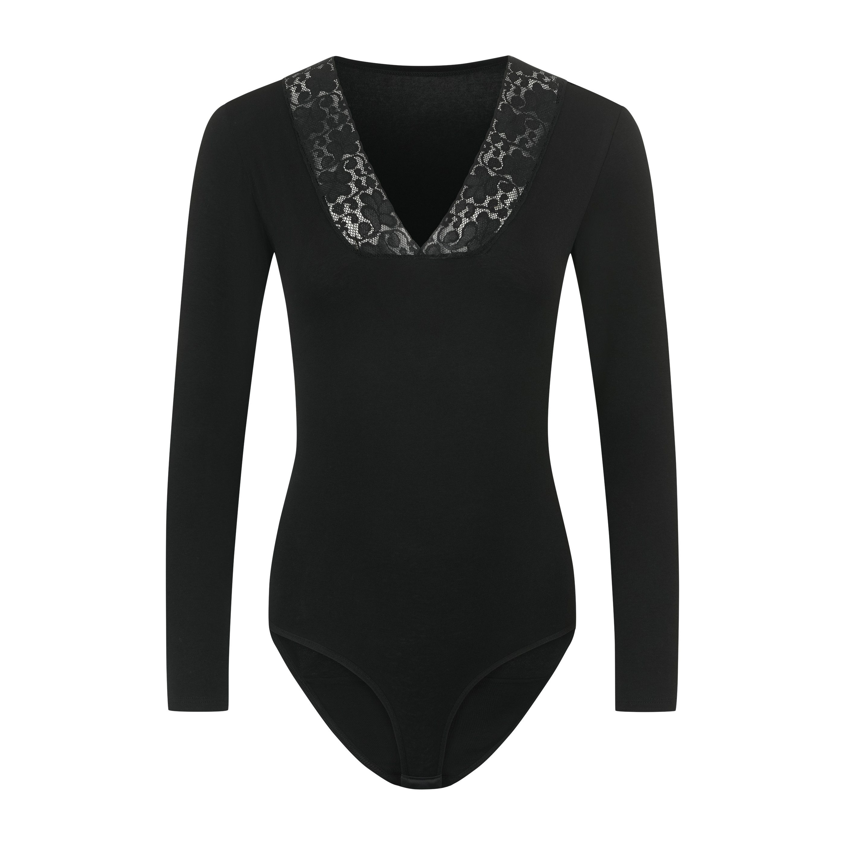 Evoni Body Langarm Damen Dessous Spitzendekolleté