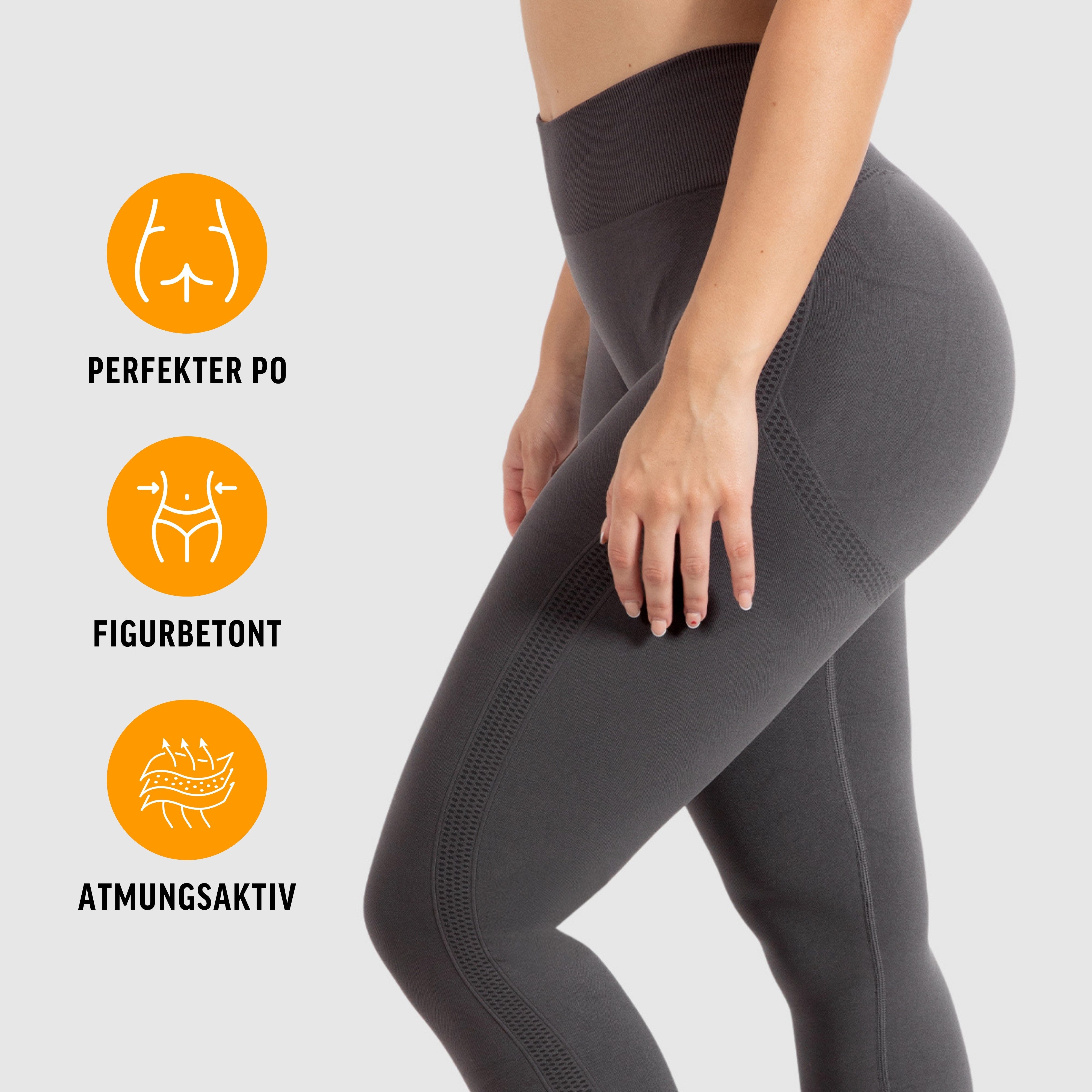 Smilodox Leggings Cetrina, Push Up Scrunch Leggings mit Schriftzug Fitness & Alltag Seamless, High Waist, Scrunch Sporthose, Atmungsaktiv, Blickdicht