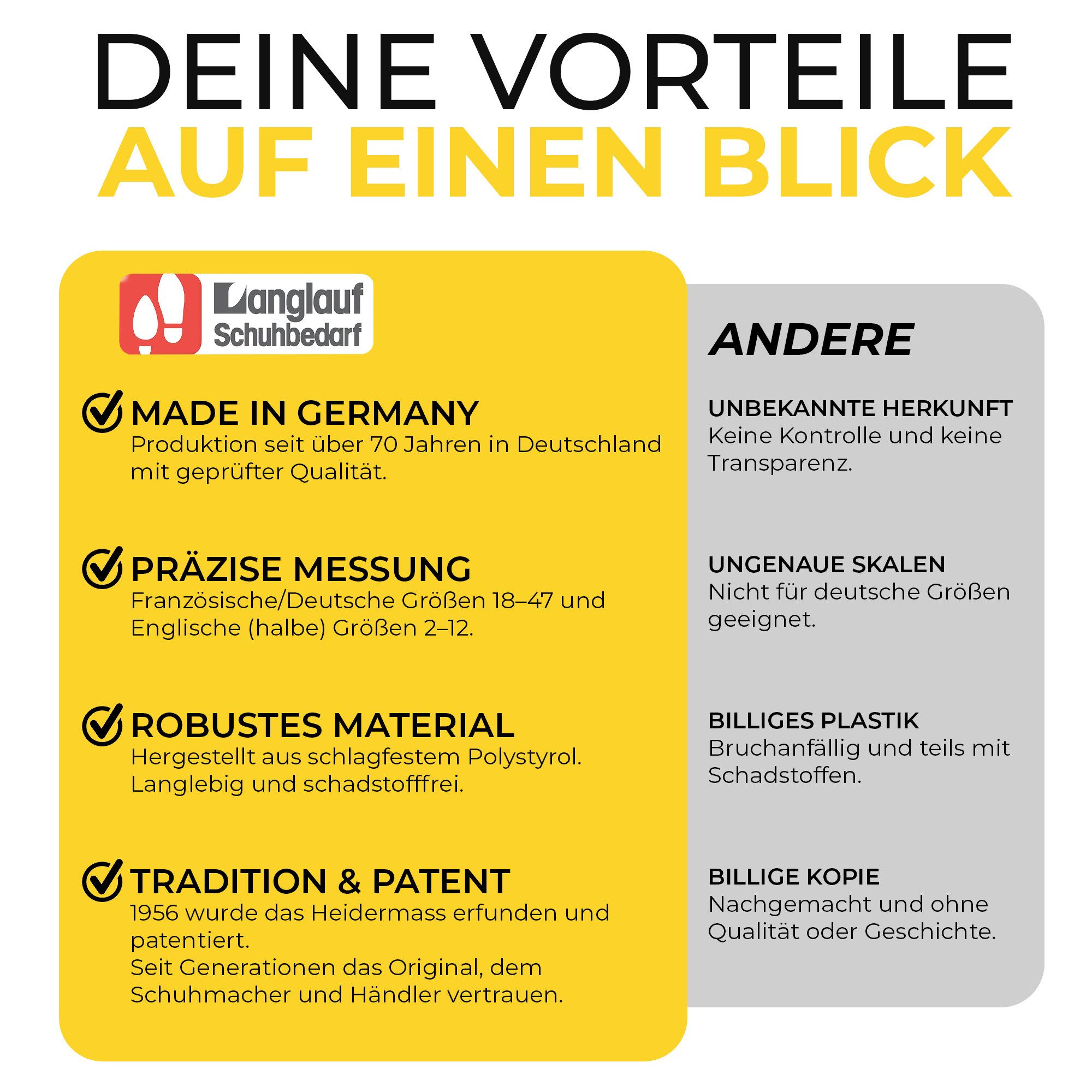 Langlauf Schuhbedarf Fußmessgerät für Kinder und Erwachsene