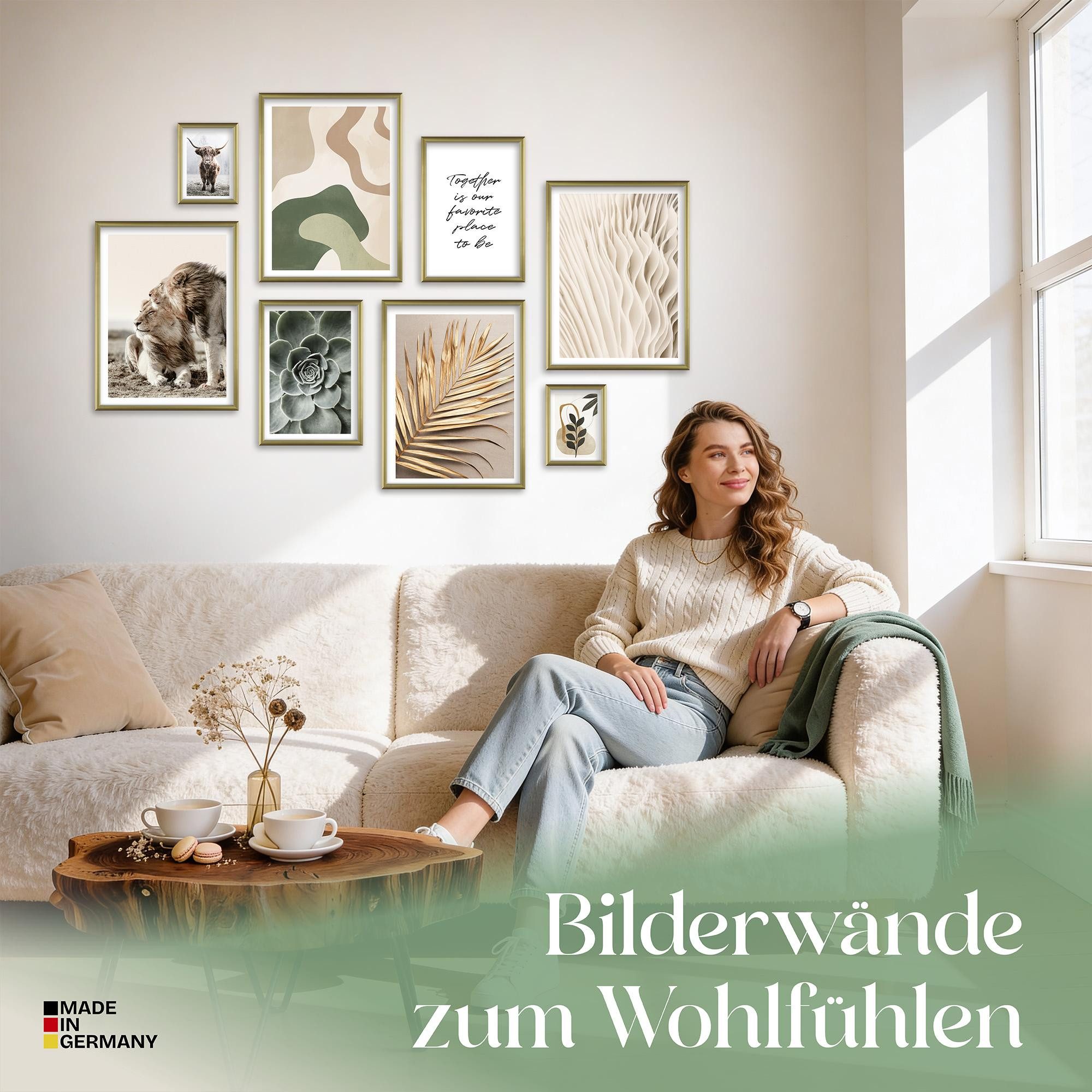 ARTFAVES Bilder-Collage Poster Set Abstract Nature I mehrteilige Bilderwand I Wandbilder Beige, (Wandbilder modern, 8 St)