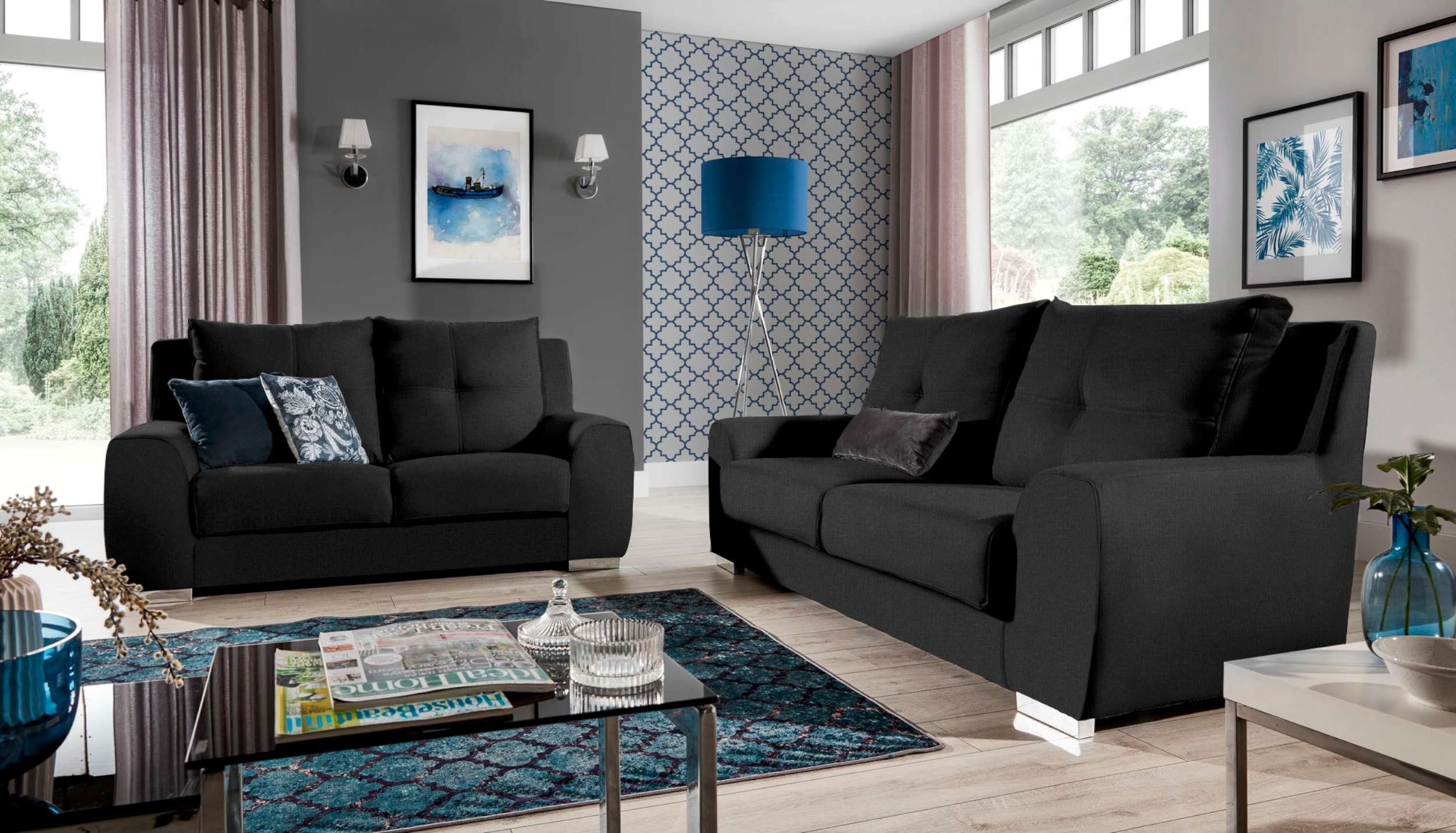 Raum Design, Stylefy Bastia, im bestehend (Set Sofa, mit Polstergarnitur aus stellbar 2x2-Sitzer Couchgarnitur), (2-tlg), Modern frei Relaxfunktion,