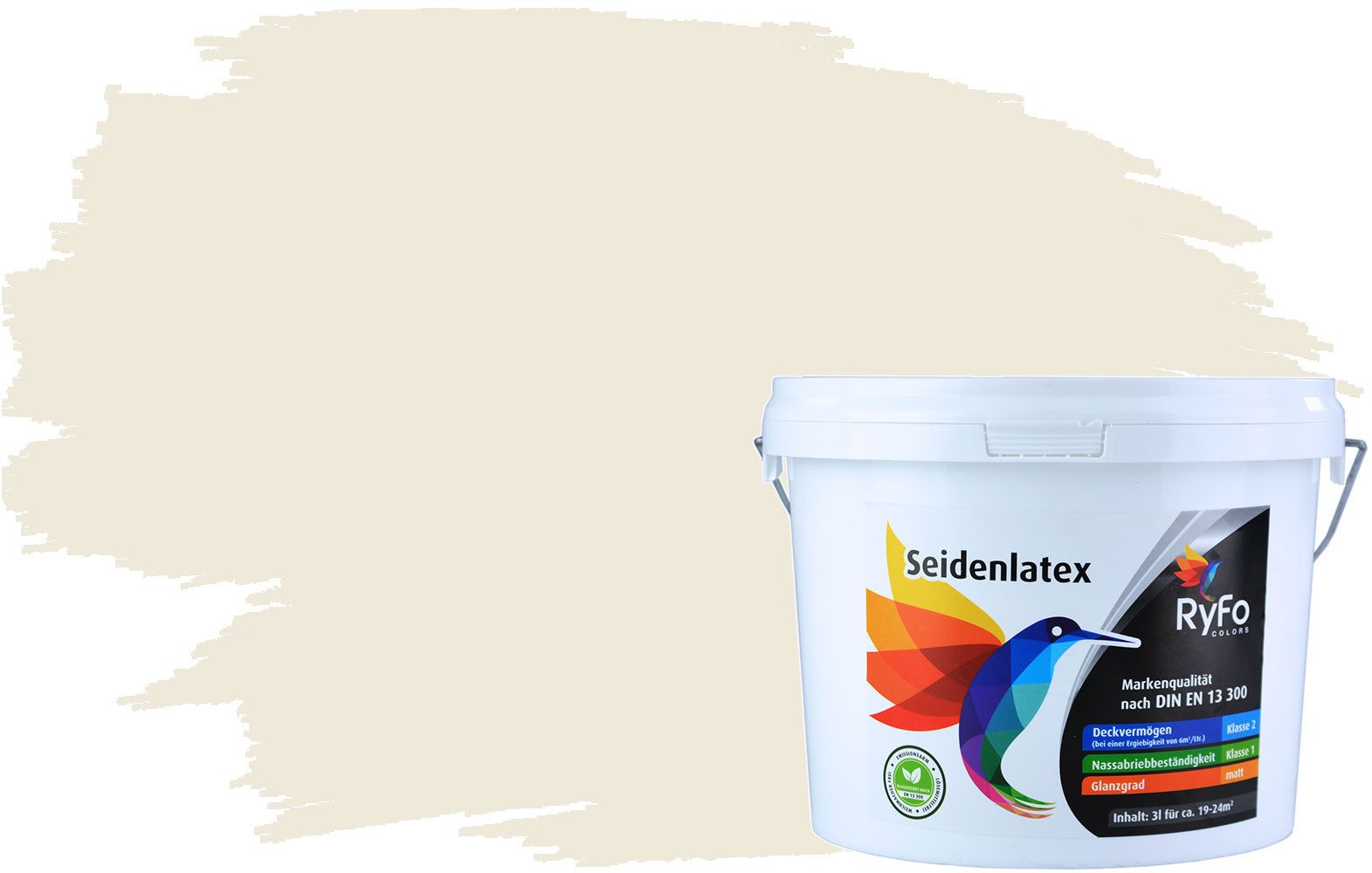 RyFo Colors Wand- und Deckenfarbe Seidenlatex Trend Weißtöne, 1 L reicht für ca. 8 m², Hohe Reinigungsfähigkeit,diffusionsfähig,strukturerhaltend,geruchsarm