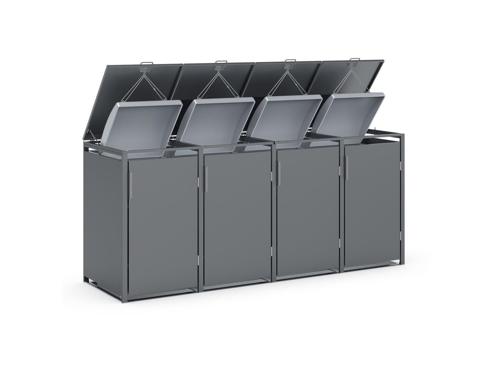 Green Spirit Mülltonnenbox 4er Mülltonnenbox, 265x80x116cm, Stahl, anthrazit (Set, 1 St., für 4 Mülltonnen), Mülltonnen