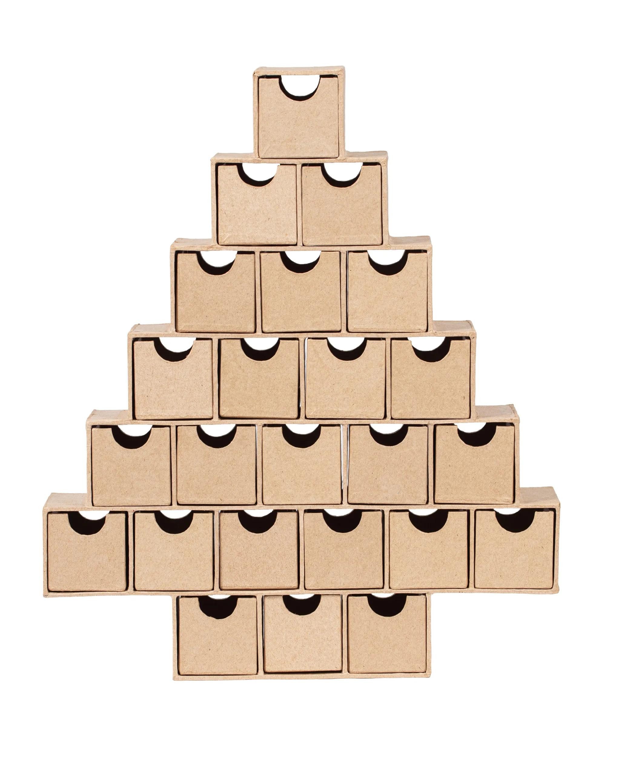 Papierdekoration Adventskalender 5x30x35cm Kartonbraun HD095C
