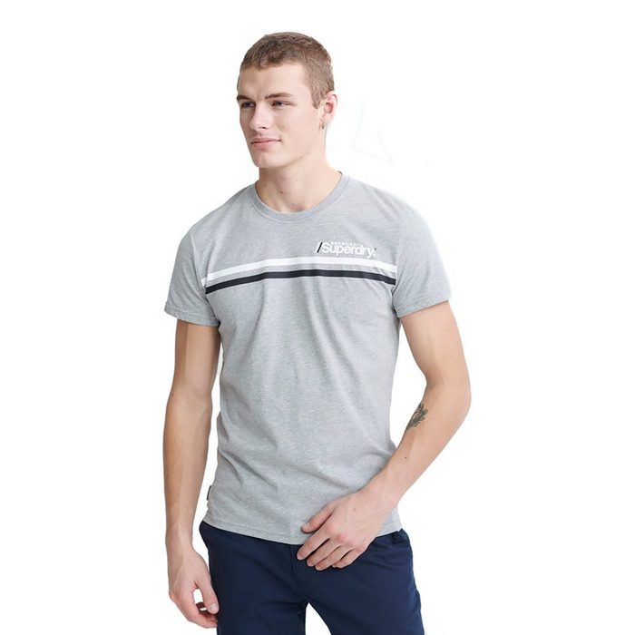 Superdry T-Shirt Superdry T-Shirt Herren CORE LOGO SPORT STRIPE TEE Grey Marl