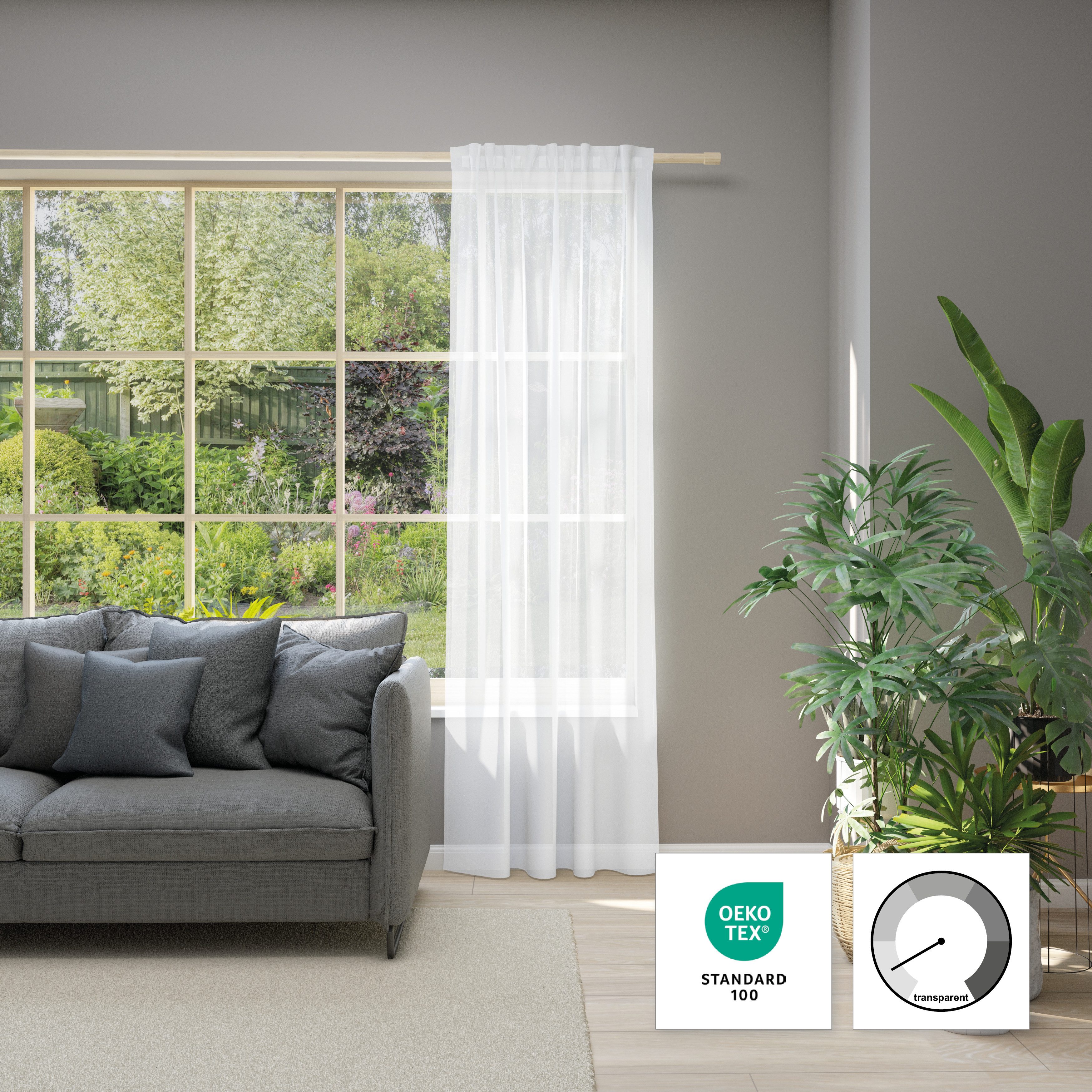 Neutex for you! Vorhang Allure (1 St), Multifunktionsband, halbtransparent, Jacquard, Schal mit Multifunktionsband, Breite 140 cm, nach Maß
