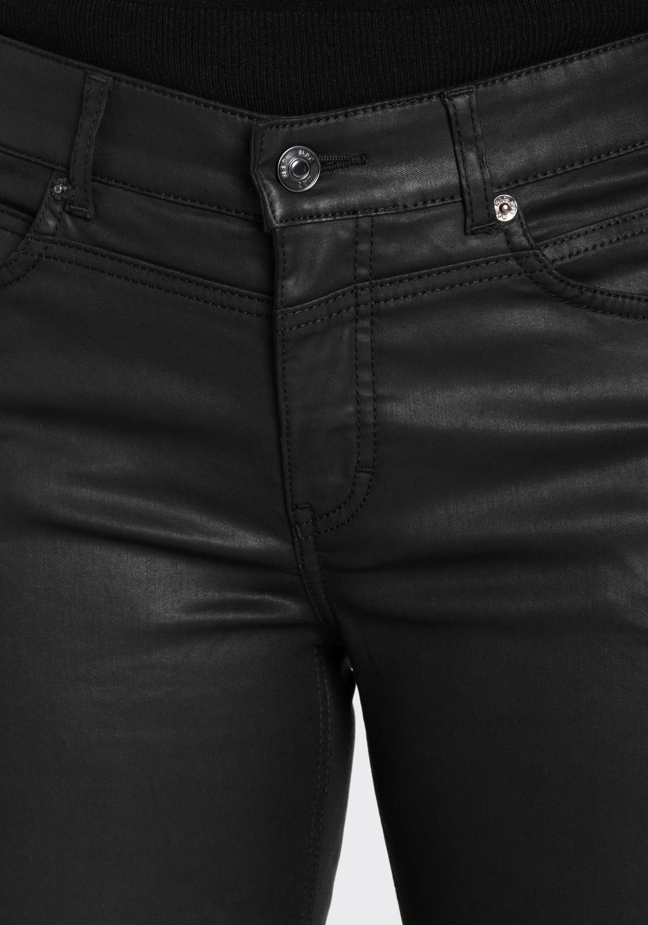 chic mit coating Bein RICH MAC am Reißverschluss-Detail black SLIM Röhrenhose