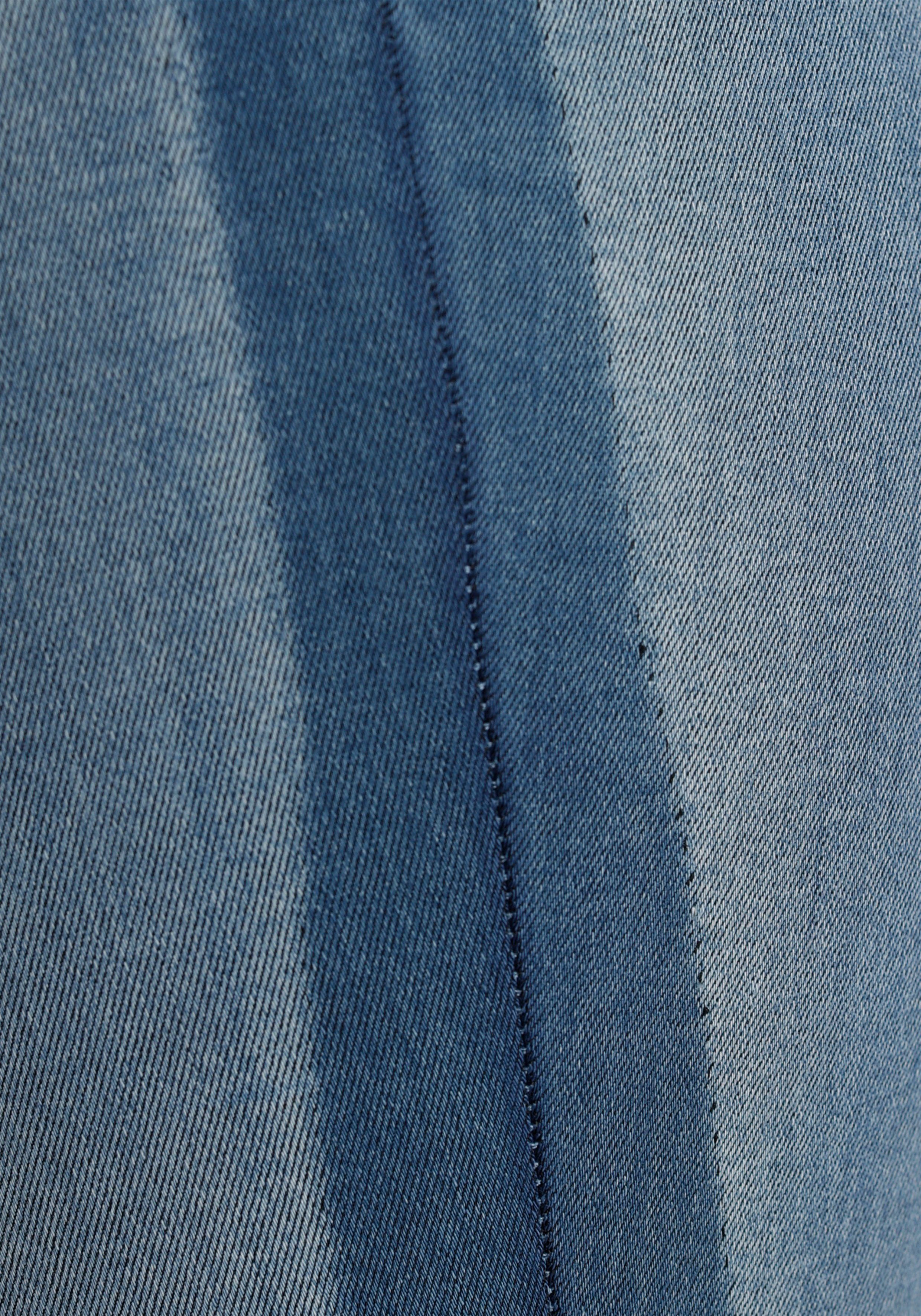 Arizona Skinny-fit-Jeans Ultra Stretch High blue-used Waist seitlichem mit Streifen