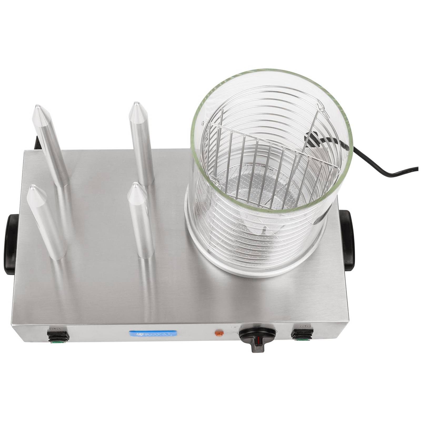 Royal Catering Hotdog-Maker Hot Dog Würstchenwärmer 30 Würstchen Toaststangen 4 Brötchen Toaster, 1100 W