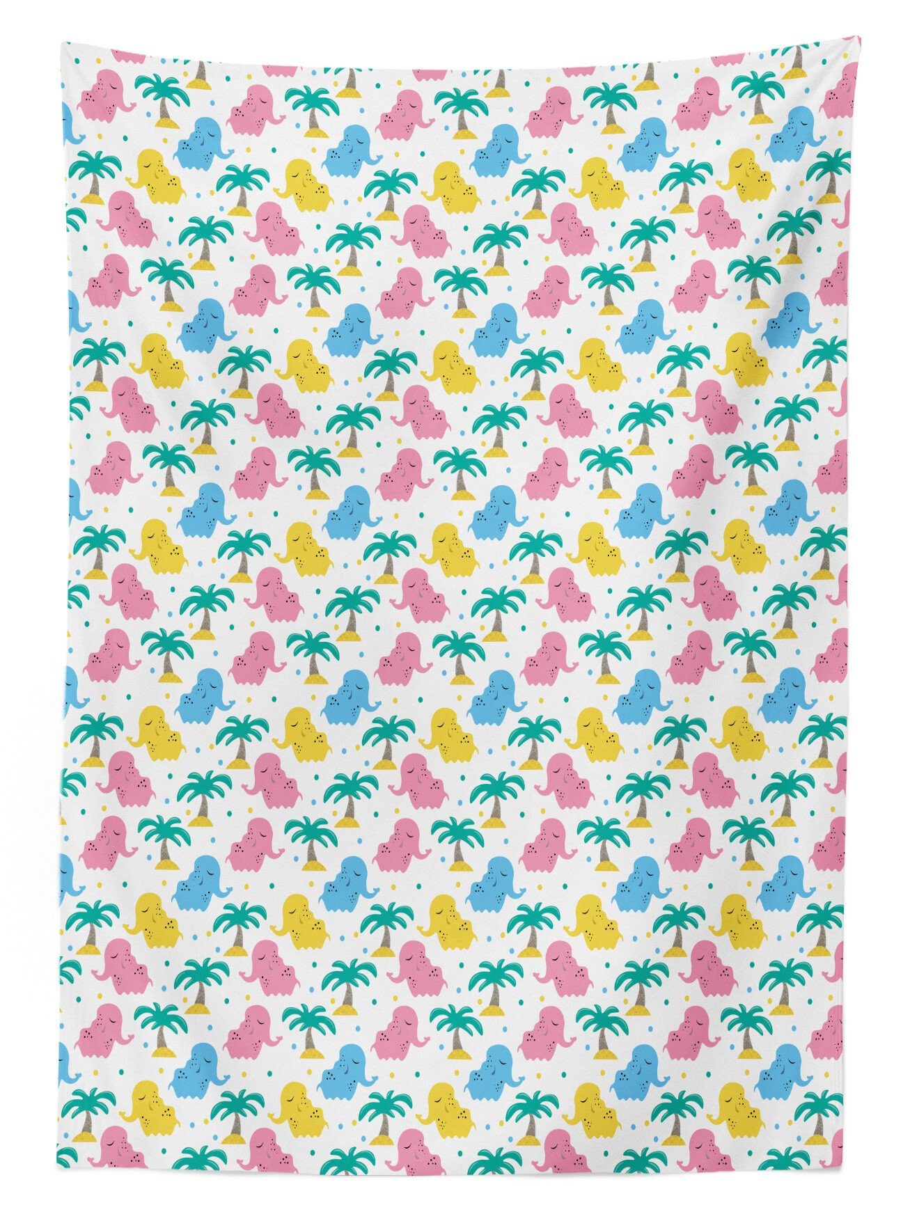 Abakuhaus Tischdecke Farbfest Baby-Elefant Farben, Waschbar den Für Außen Palmen Bereich Klare geeignet Karikatur