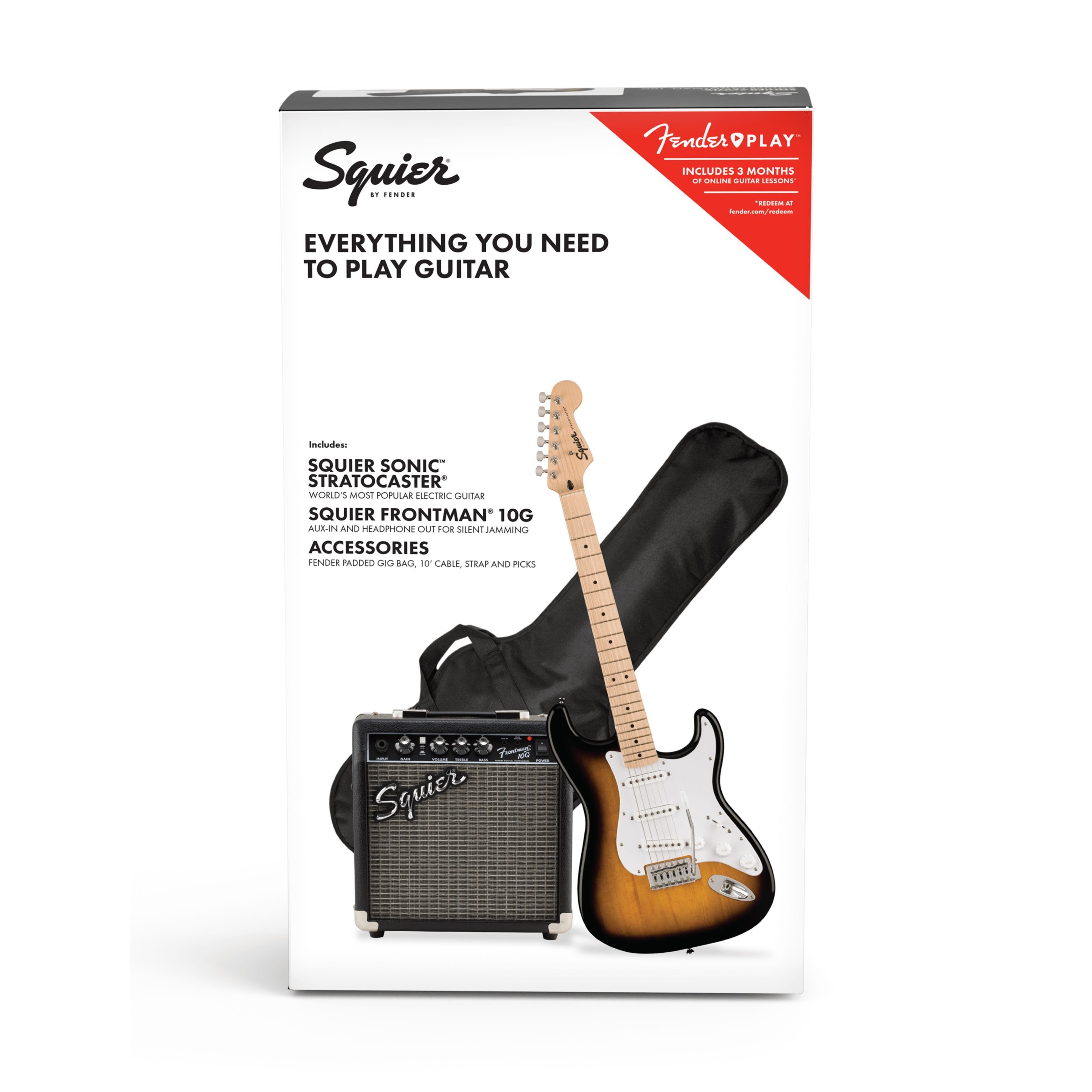 Squier E-Gitarre, E-Gitarren, E-Gitarren-Sets, Sonic Series Stratocaster Pack MN 2-Color Sunburst - E-Gitarren