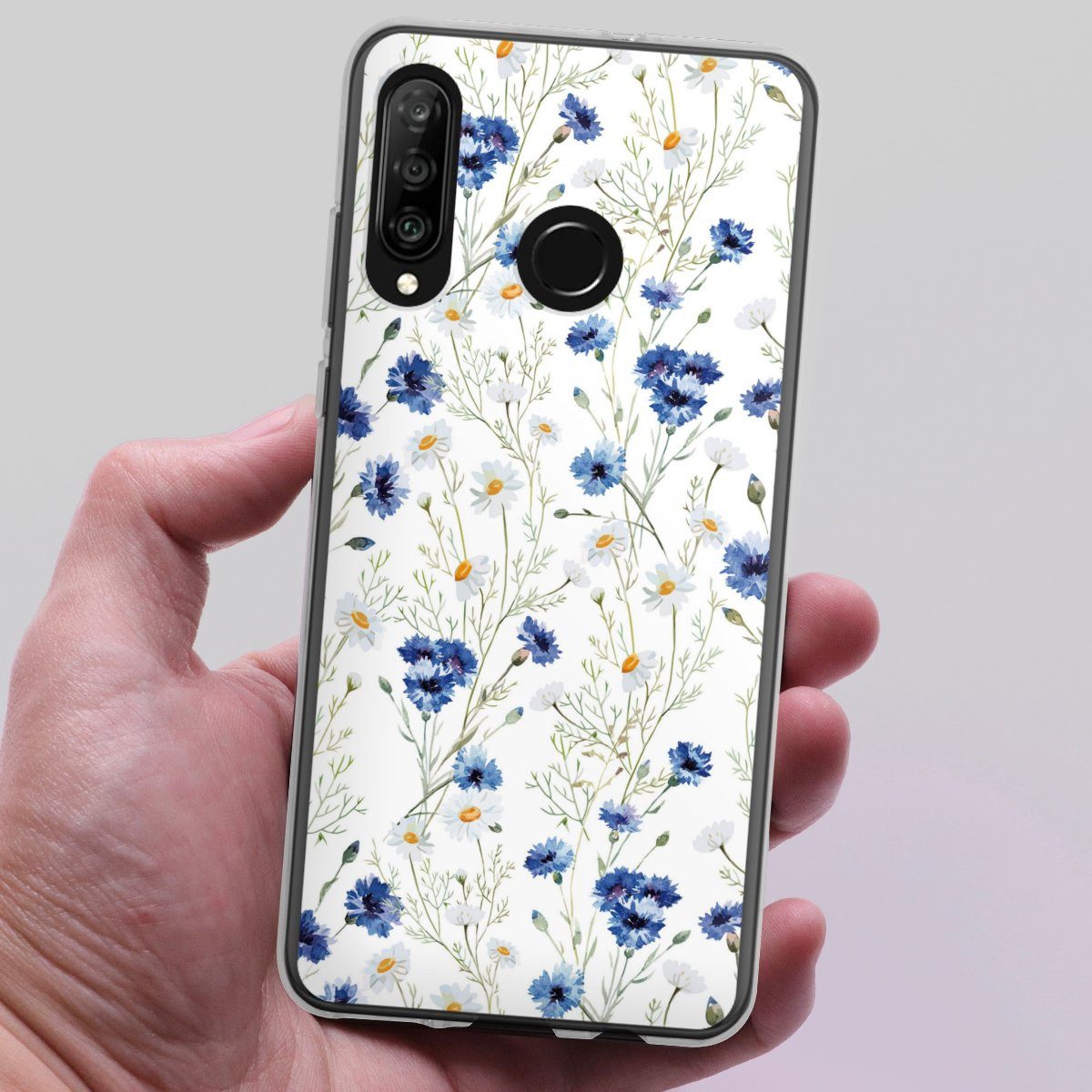 DeinDesign Handyhülle Muster Blume Blumen Flower Pattern 6, Huawei P30 Lite Premium Silikon Hülle Bumper Case Handy Schutzhülle