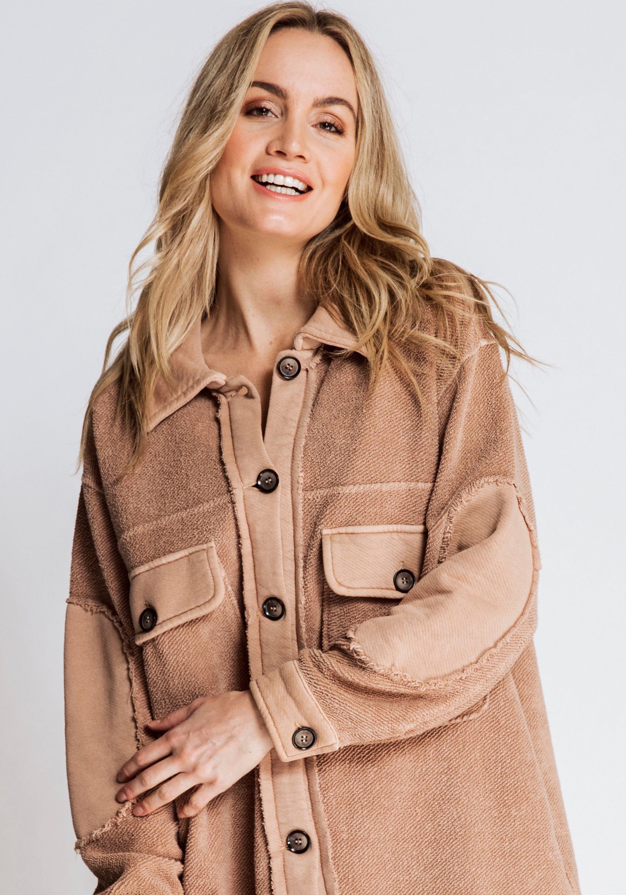 beige Zhrill BALINA im Used-Look Sweatjacke