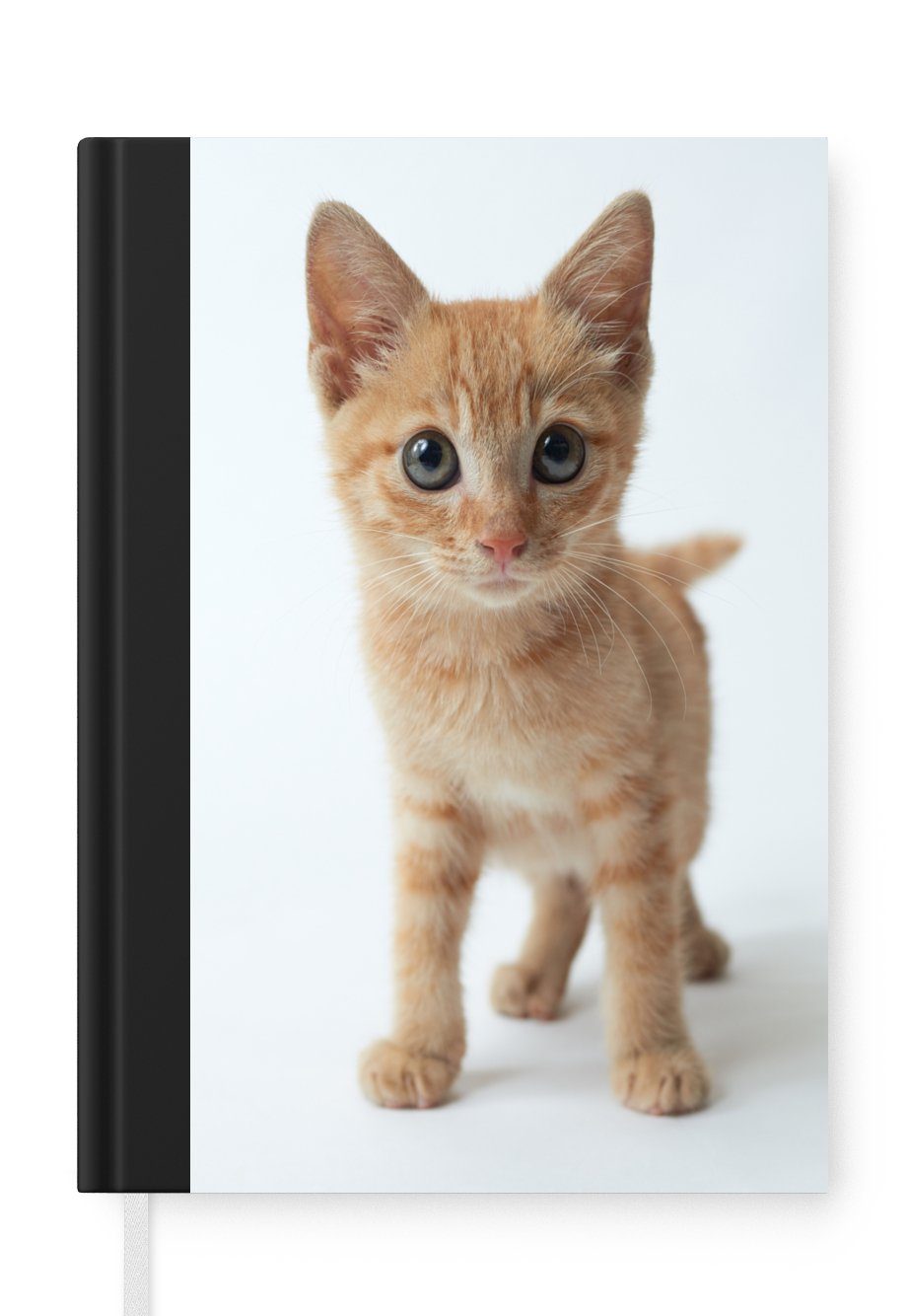 MuchoWow Notizbuch Katze - Rot - Kätzchen - Mädchen - Kinder - Jungen - Kind, Journal, Merkzettel, Tagebuch, Notizheft, A5, 98 Seiten, Haushaltsbuch