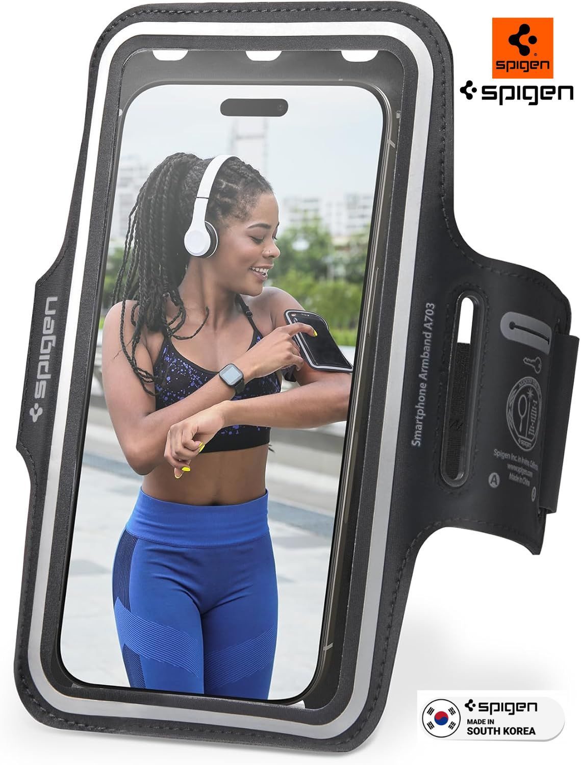 Spigen Handytasche Universal Sport Armband Handy Fitness Tasche Jogging Lauf Hülle, Wasserabweisend, Federleicht, Schnelltrocknend