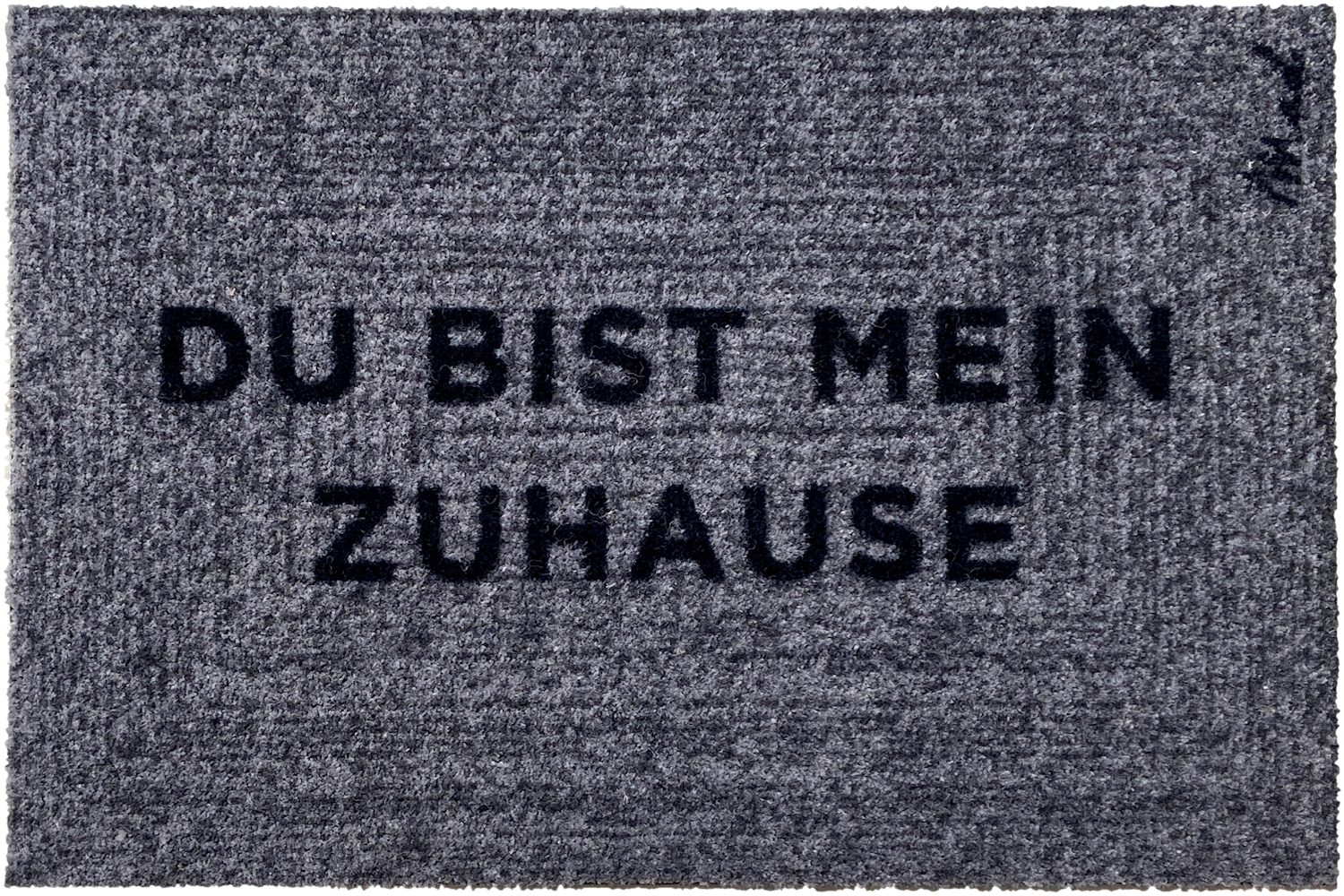 Fußmatte Bruno, Mad about Mats, Rechteckig, Türvorleger Schmutzfangmatte Outdoor, mit Spruch "Du bist mein Zuhause", grau meliert, wetterfest, robust, rutschfest, waschbar, Außen und Innen, 50 x 75 cm, 0,9 cm hoch