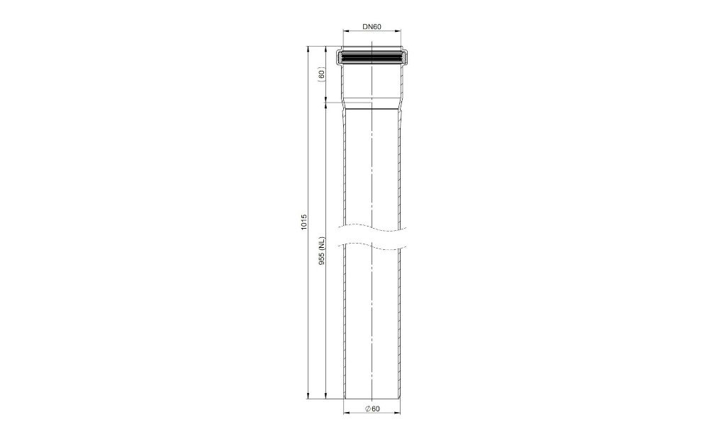 Thumbnail - ATEC Abgastechnologie PP-Rohr ATEC Schornstein Rohr 955mm DN60 kürzbar 0319, DN 60, 60 mm