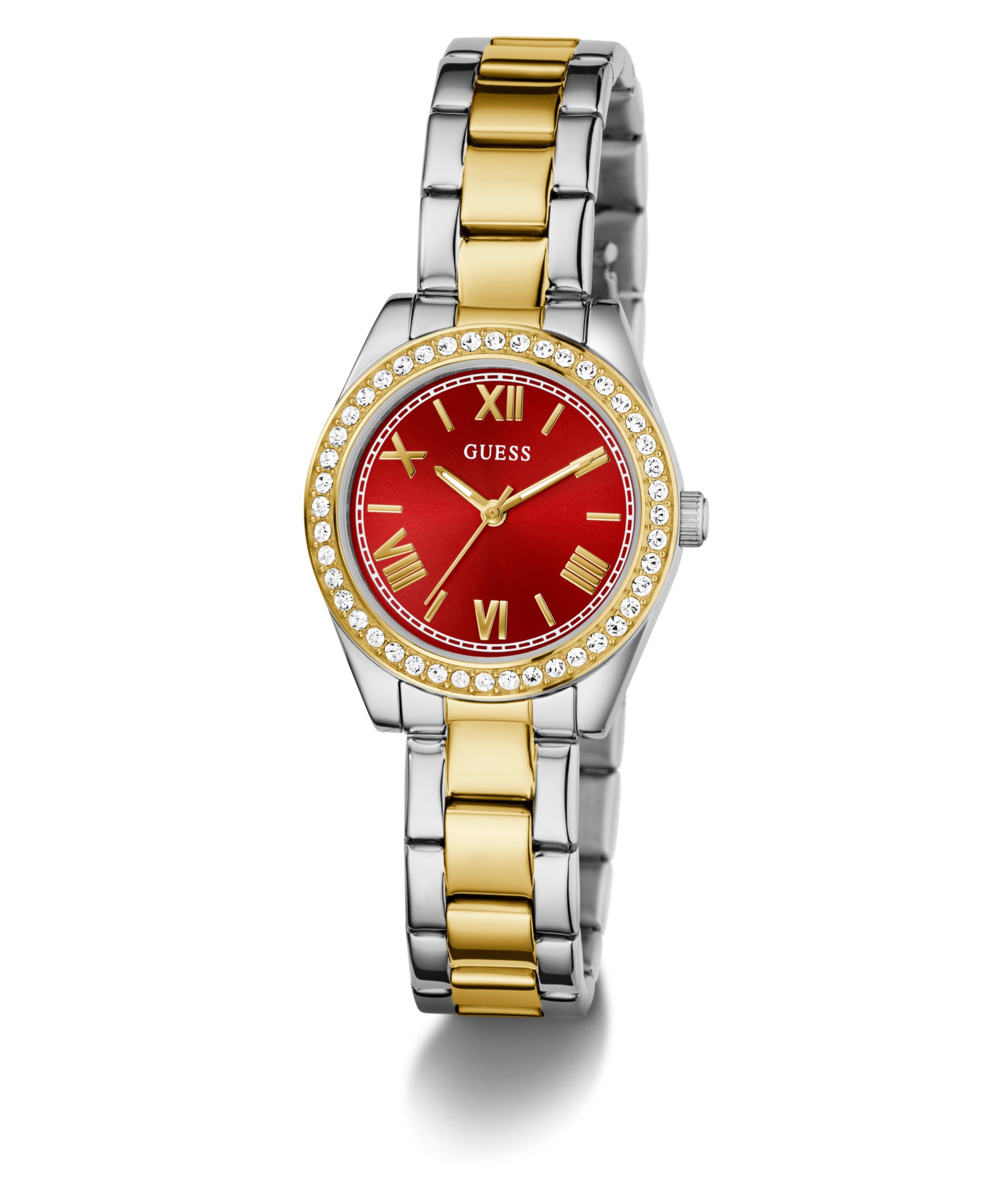 Guess Quarzuhr MINI LUNA GW0841L8, Armbanduhr, Damenuhr, Edelstahlarmband, Kristallsteine