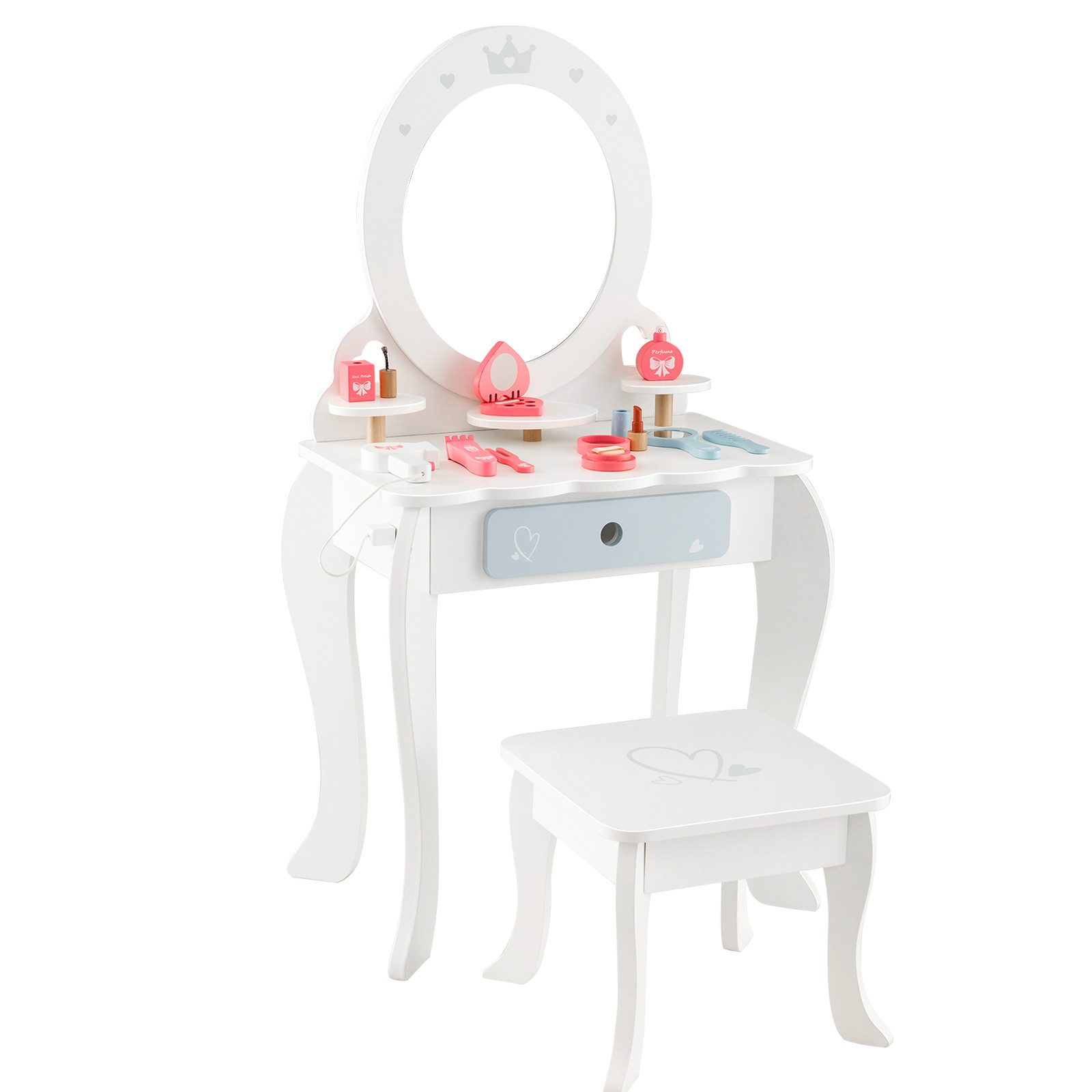 COSTWAY Schminktisch 2 in 1 Frisiertisch, mit Hocker &Spiegel günstig online kaufen