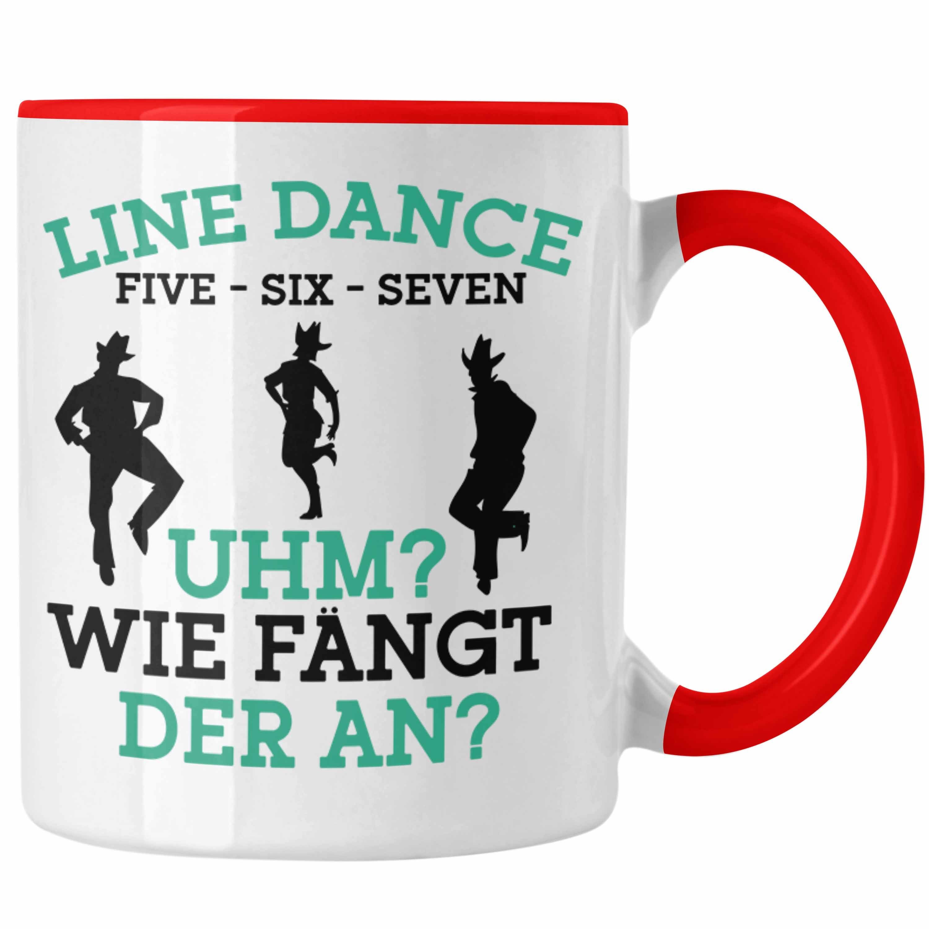 Trendation Tasse Lustige Line Dance Tasse - Tolles Geschenk für Line Dance Enthusiasten Rot
