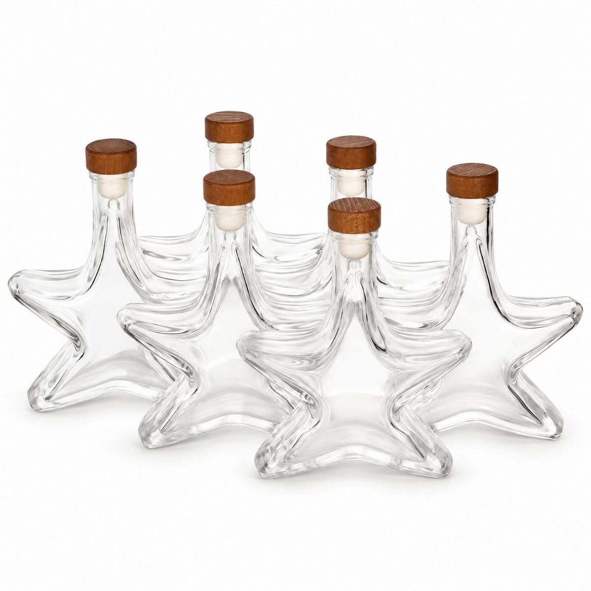 Flaschen-Fuchs Vorratsglas 6x Stern Glasflasche 100ml, leer zum Befüllen, Weihnachten, Glas, (6)