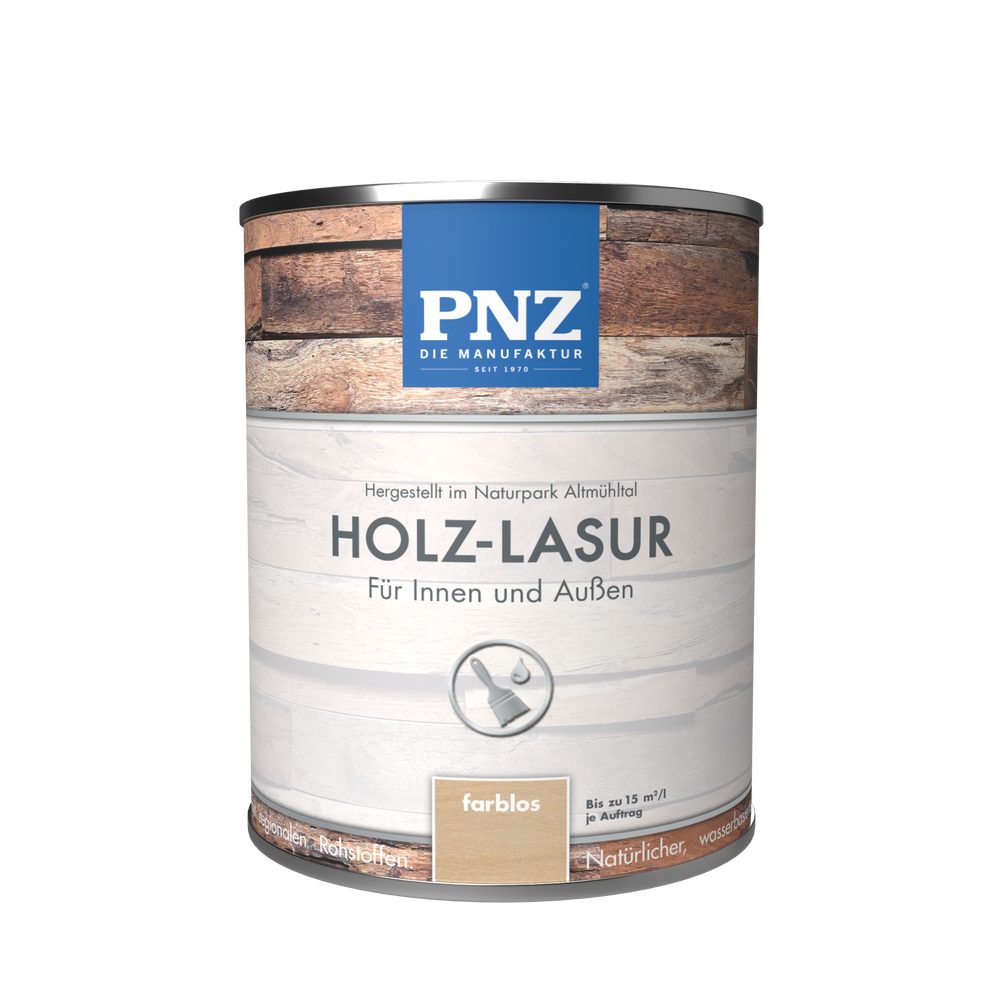 PNZ - Die Manufaktur Lasur Holz-Lasur, natürlicher, wasserbasierter Holzanstrich, Innen & Außen