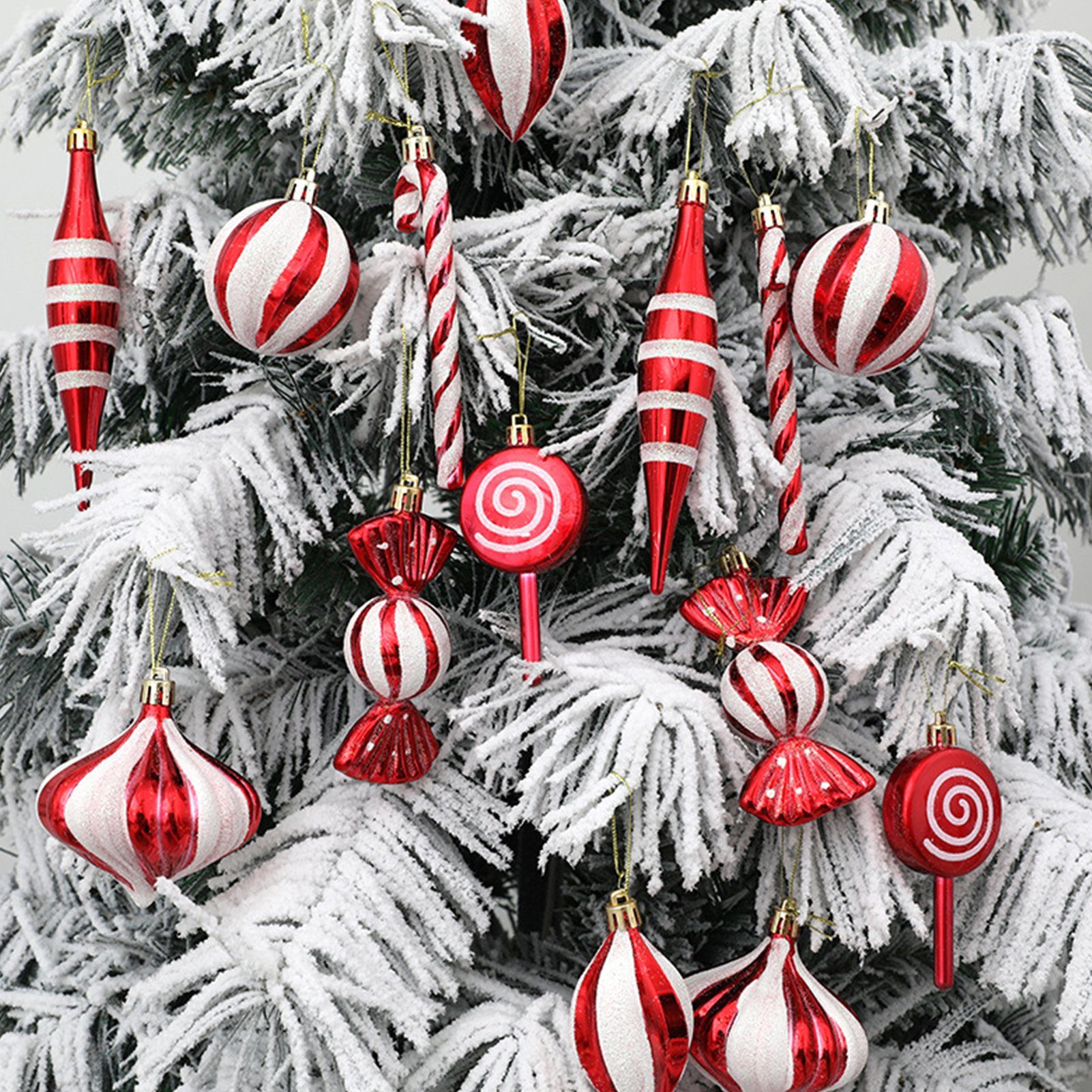 Ornamente, Rutaqian Zuckerstangen für Weihnachtskugeln, Bälle Weihnachten Weihnachtsdeko zum 14Stück Christbaumschmuck Dekorationen Hängen Weihnachtsbaum Zuckerstange