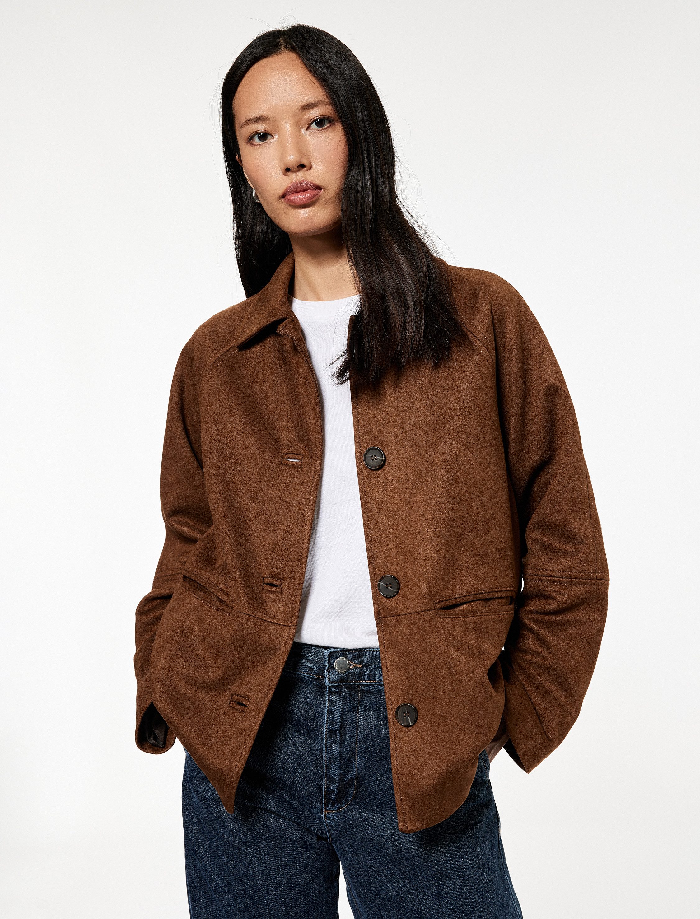 Koton Kurzjacke Koton Süet-Jacke Mit Hemdkragen