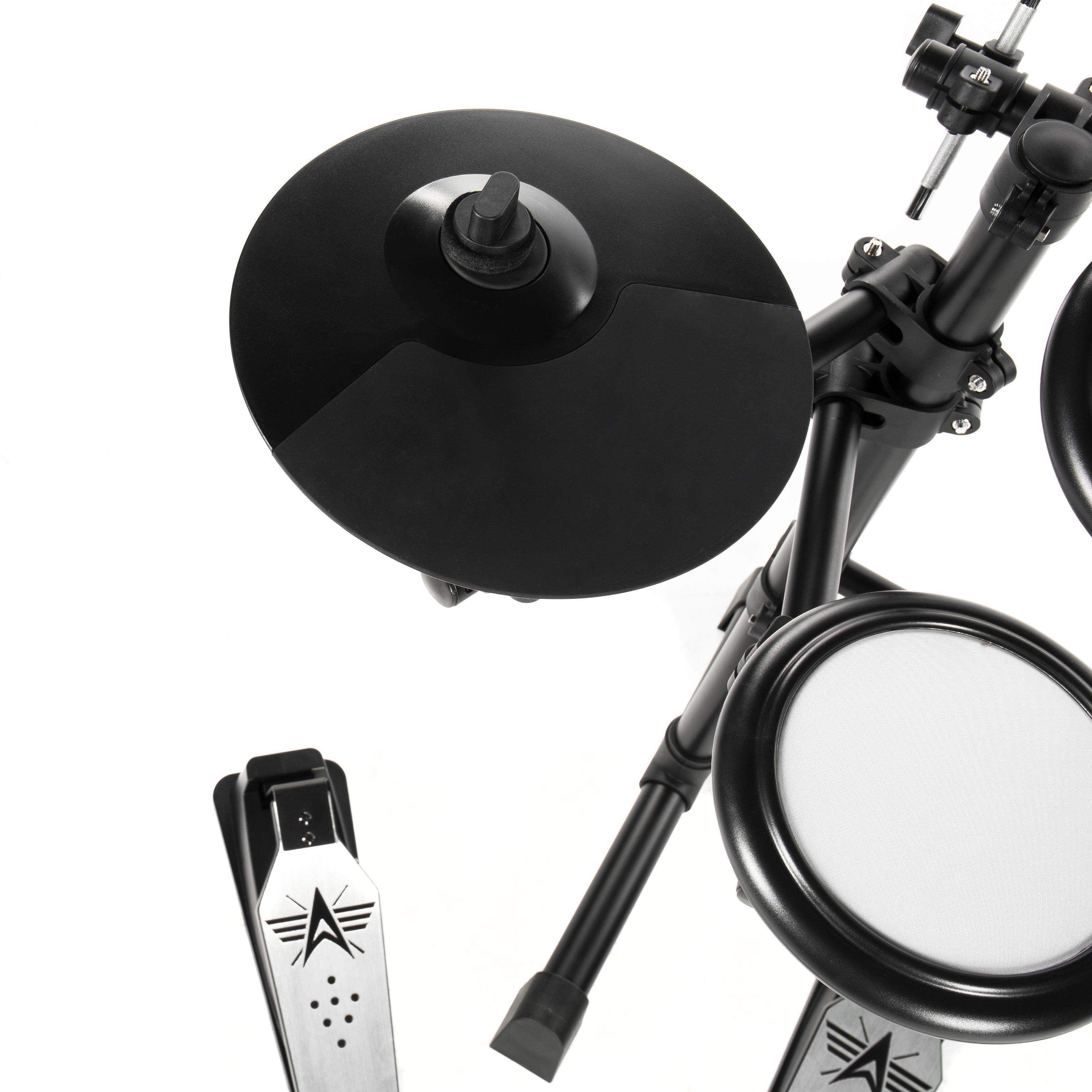 FAME E-Drum,DD-Lite V2 E-Drum Set Elektronisches Schlagzeug-Set mit 144 Sounds 12 Drumsets Aux-Eingang MIDI Drumsticks Drum Key Mesh Heads E-Schlagzeug Schwarz, E-Drums, E-Drum Sets, DD-Lite V2, E-Drum Set, Elektronisches Schlagzeug