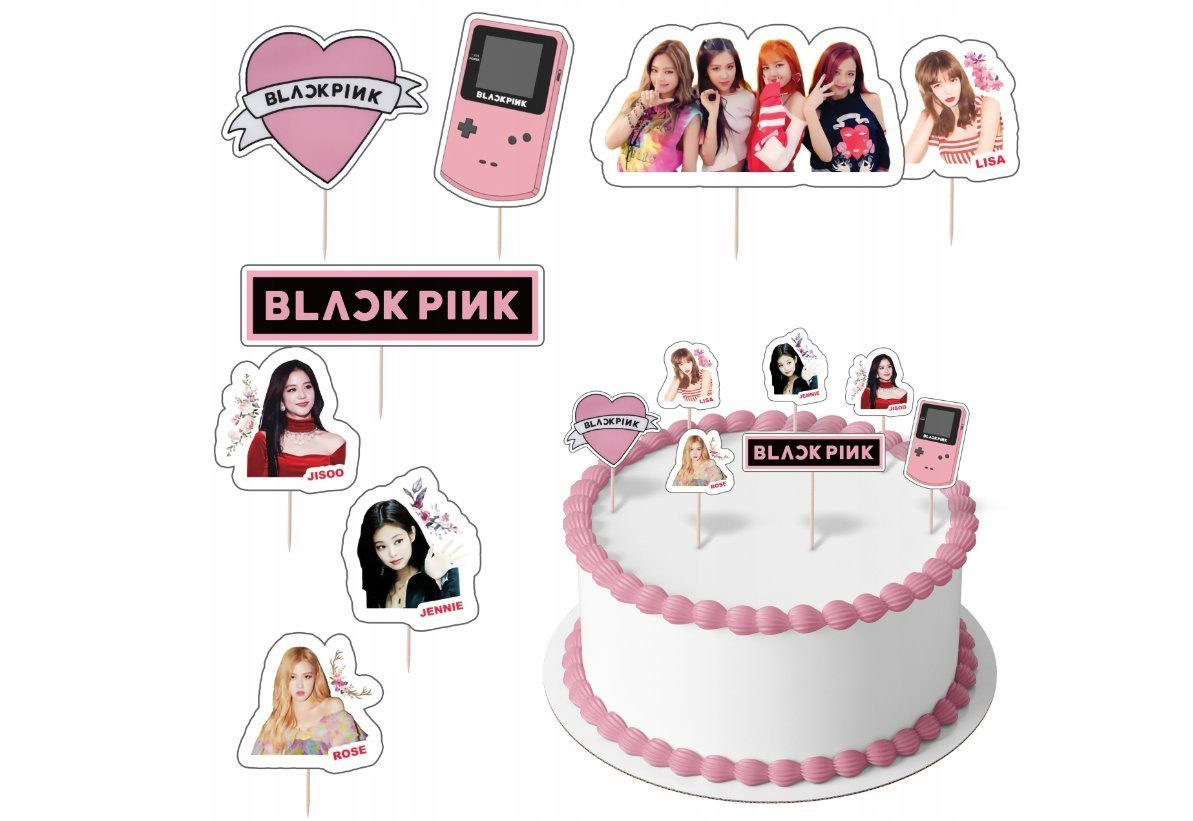 Tortenstecker BLACKPINK Topper Set 8 Stk Geburstag Torten Deko Kuchen Junge