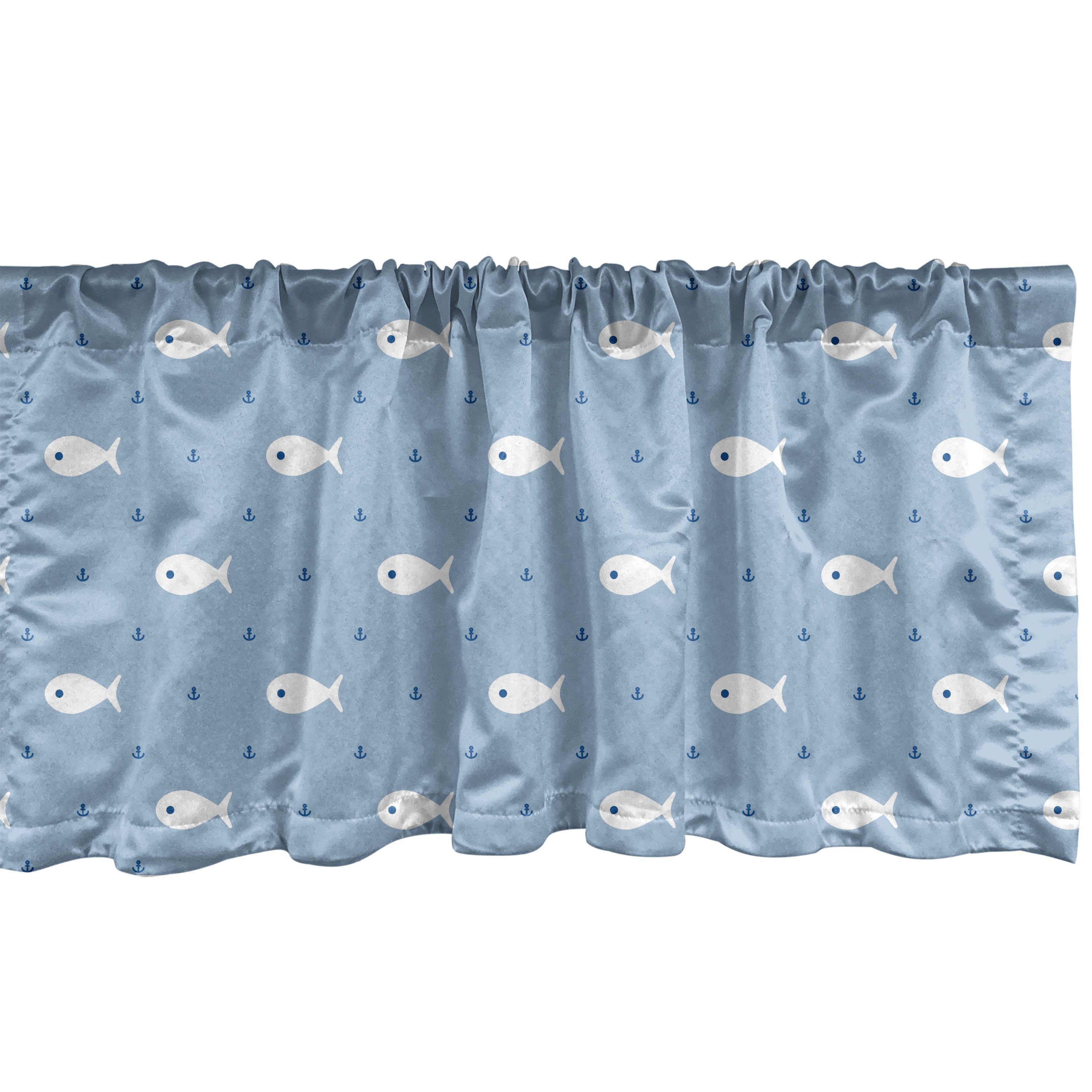Scheibengardine Vorhang Volant für Küche Schlafzimmer Dekor mit Stangentasche, Abakuhaus, Microfaser, Kids Kleine Fische Leben im Wasser