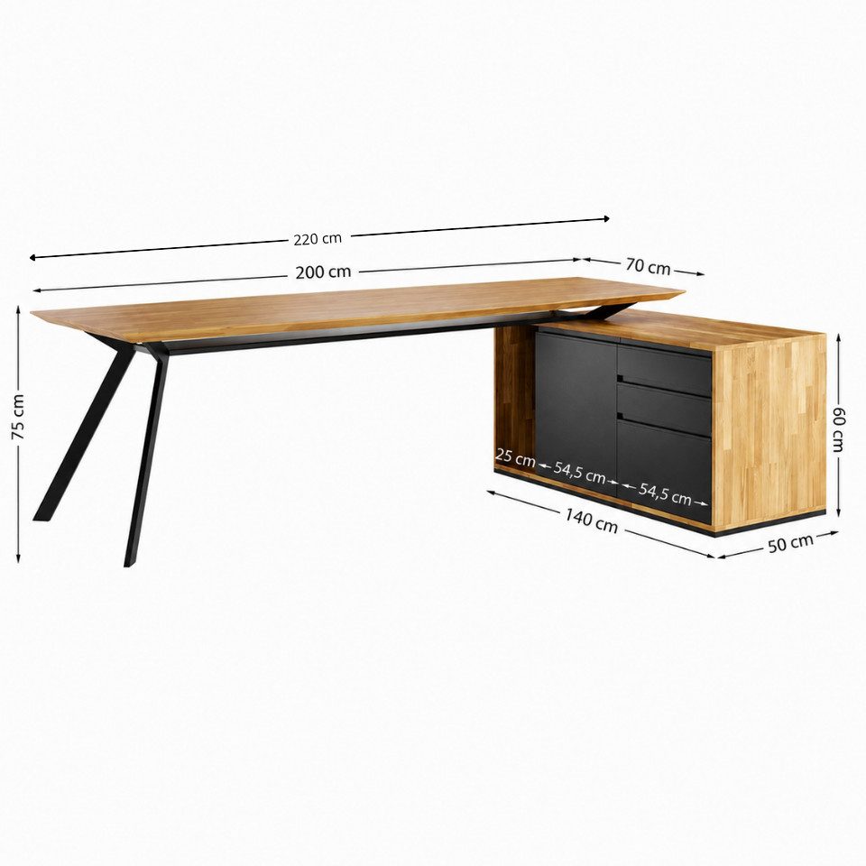 Deerhorn Eckschreibtisch Schreibtisch Eckschreibtisch in L-Form, Computertisch mit Stauraum, Tischplatte aus Holz