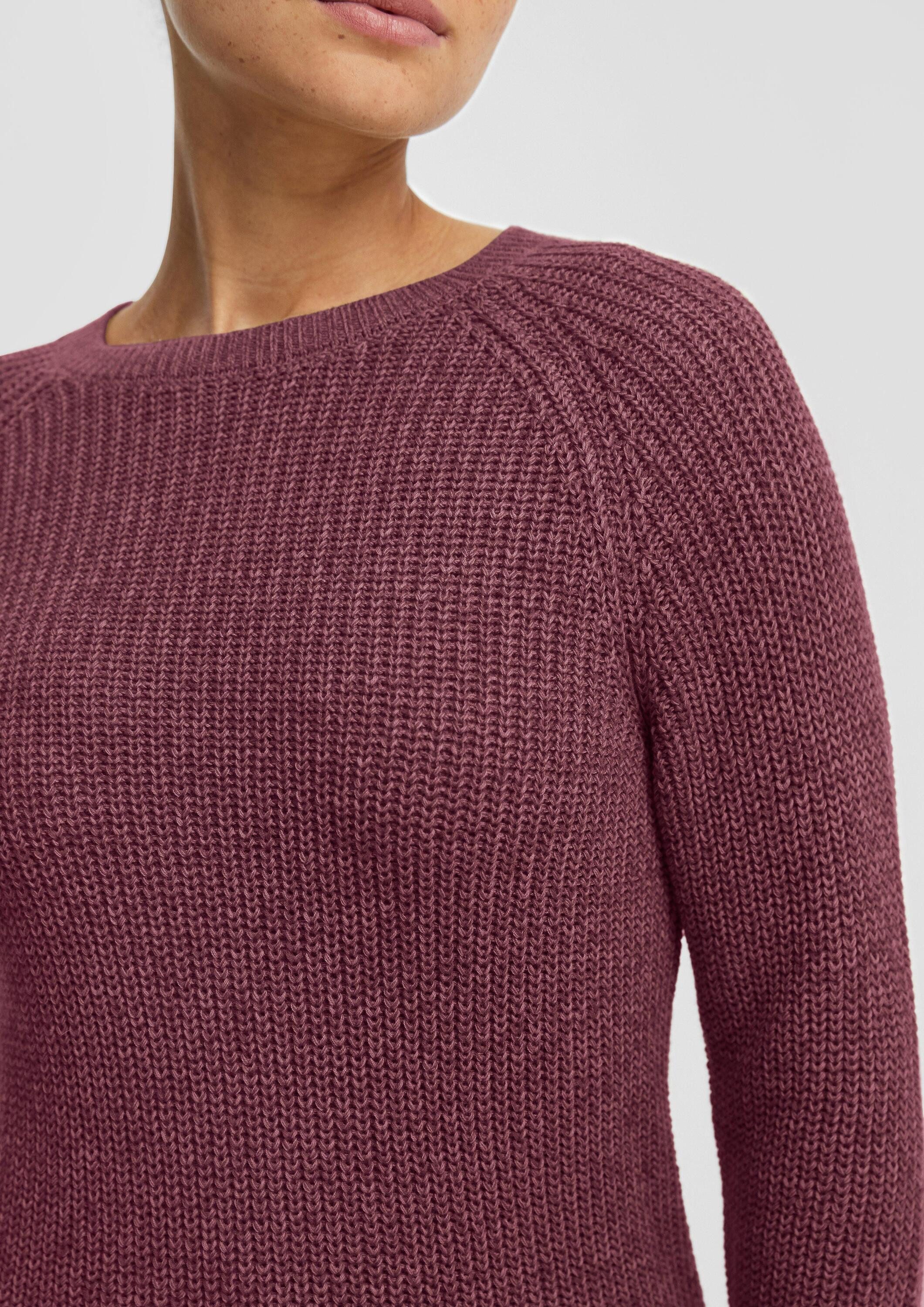 QS Longpullover Strickpullover Melierter Strickpullover mit Raglanärmeln
