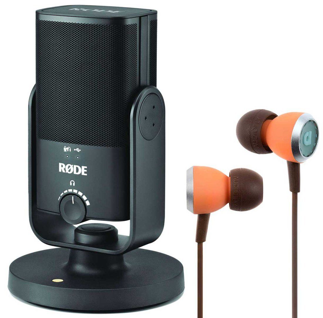 Mikrofon Rode NT-USB MINI USB-Mikrofon mit Audiofly Ohrhörer