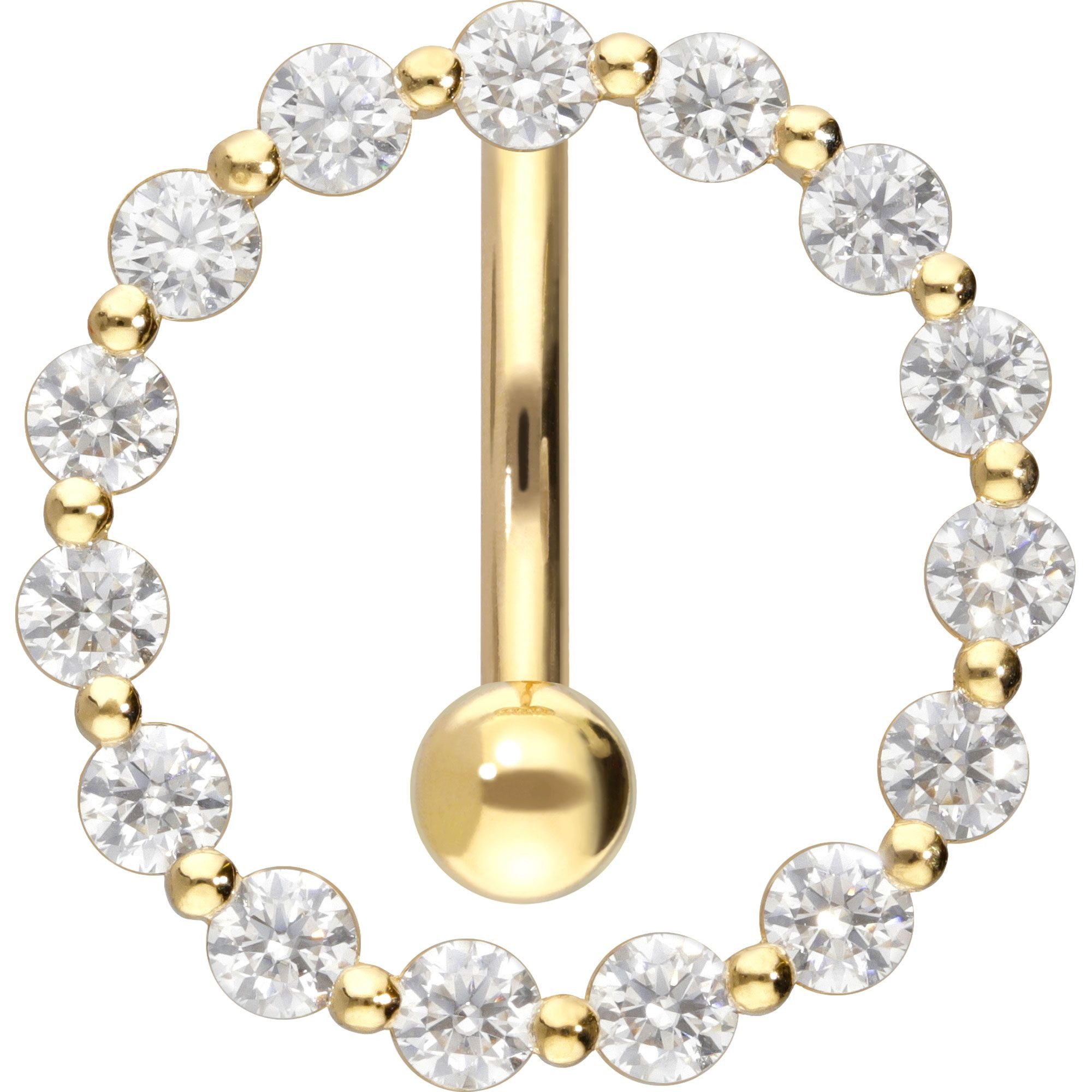 PIERCINGLINE Bauchnabelpiercing 18 Karat Gold Bananabell MOISSANIT-RING (Bananabells, 1-tlg)