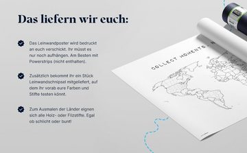 mw Leinwandbild Meine Weltkarte: Markiere deine bereisten Orte - handmade in Germany