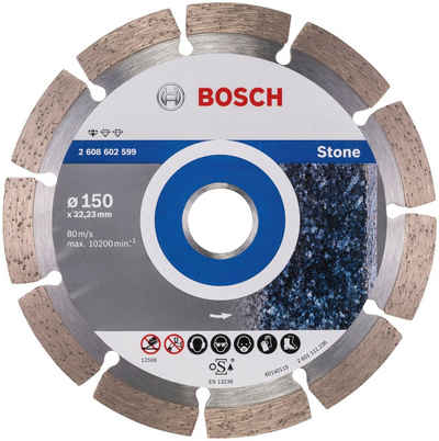 Bosch Professional Diamanttrennscheibe »Standard for Stone«, 150 x 2 mm, Segmenthöhe: 10 mm, Ø Bohrung: 22,23 mm