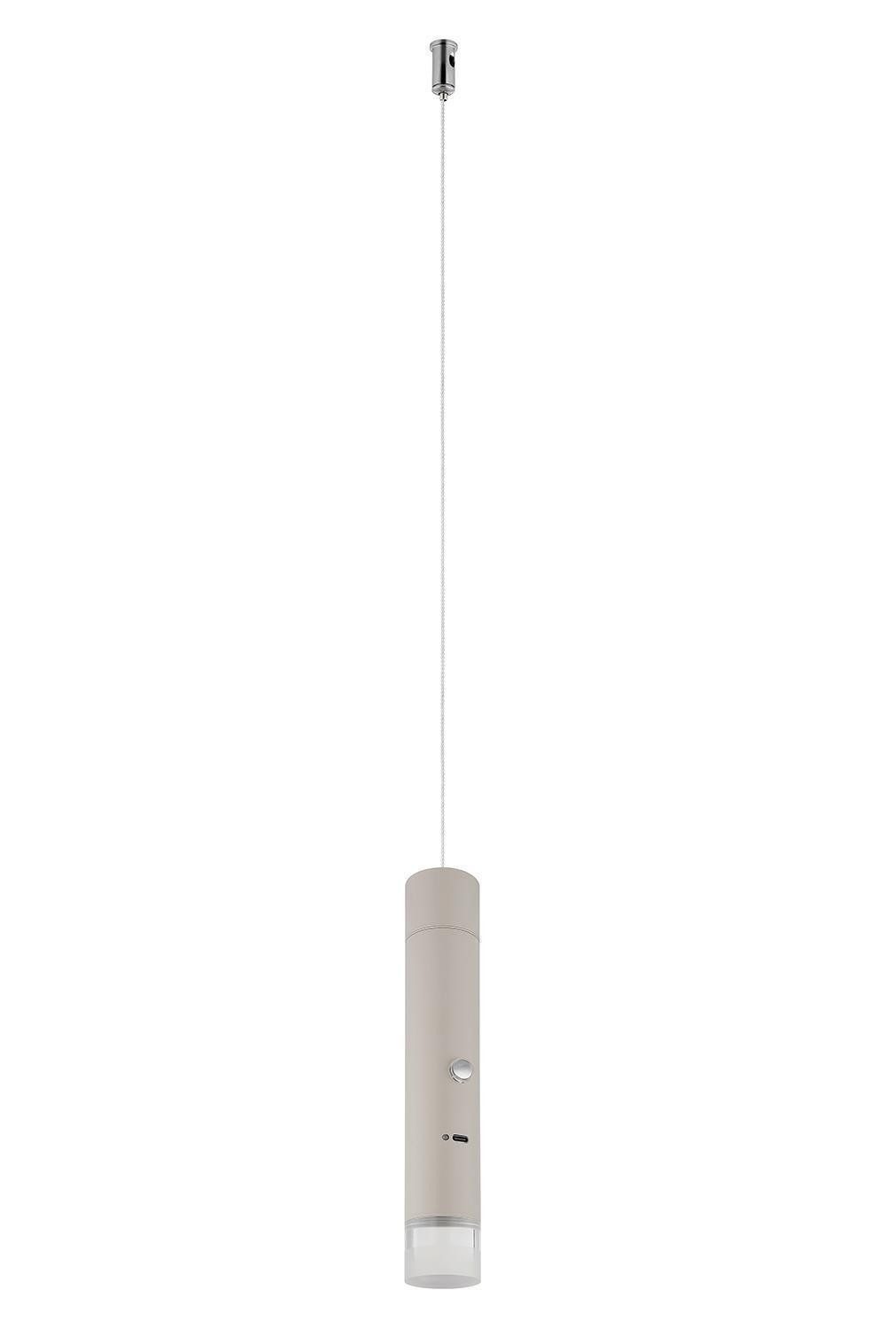 GLOBO LIGHTING LED Pendelleuchte PELO, 1-flammig, Sandgrau, Transparent, Acryl, Dimmfunktion, Memoryfunktion, LED fest integriert, Extra-Warmweiß, Metall, Akkubetrieben, Ø 3,8 x H 120 cm