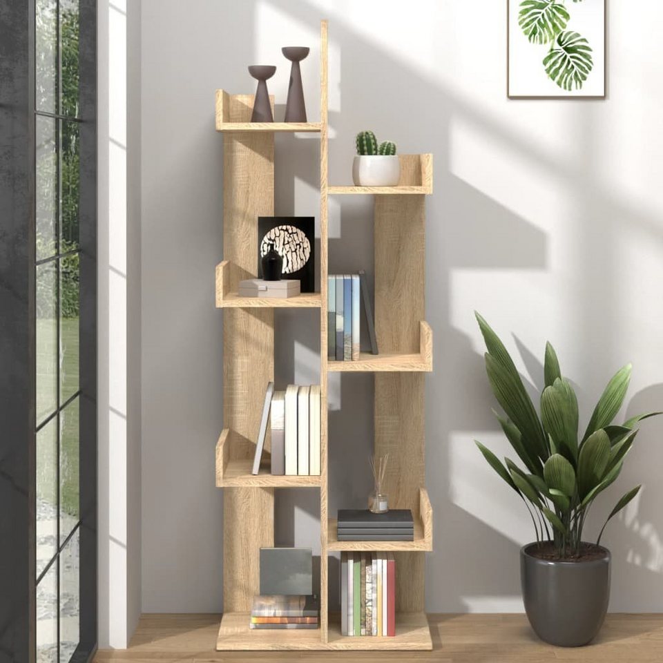 furnicato Bücherregal Sonoma-Eiche 48x25,5x140 cm Holzwerkstoff