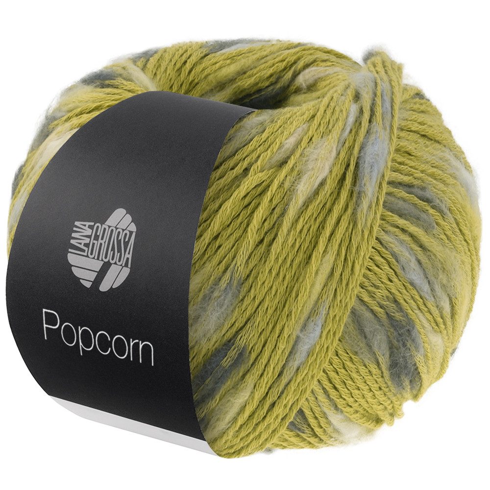 LANA GROSSA POPCORN Häkelwolle, 125 m (Effektnetzgarn gefüllt mit bunten, flauschigen Farbspots aus 100% Baumwolle), 50 g