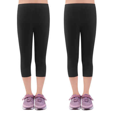 L&K-II 3/4-Leggings 2723-2er-Pack (2er-Pack) Mädchen Capri-Hose aus Baumwolle Alter 4–15 Jahre