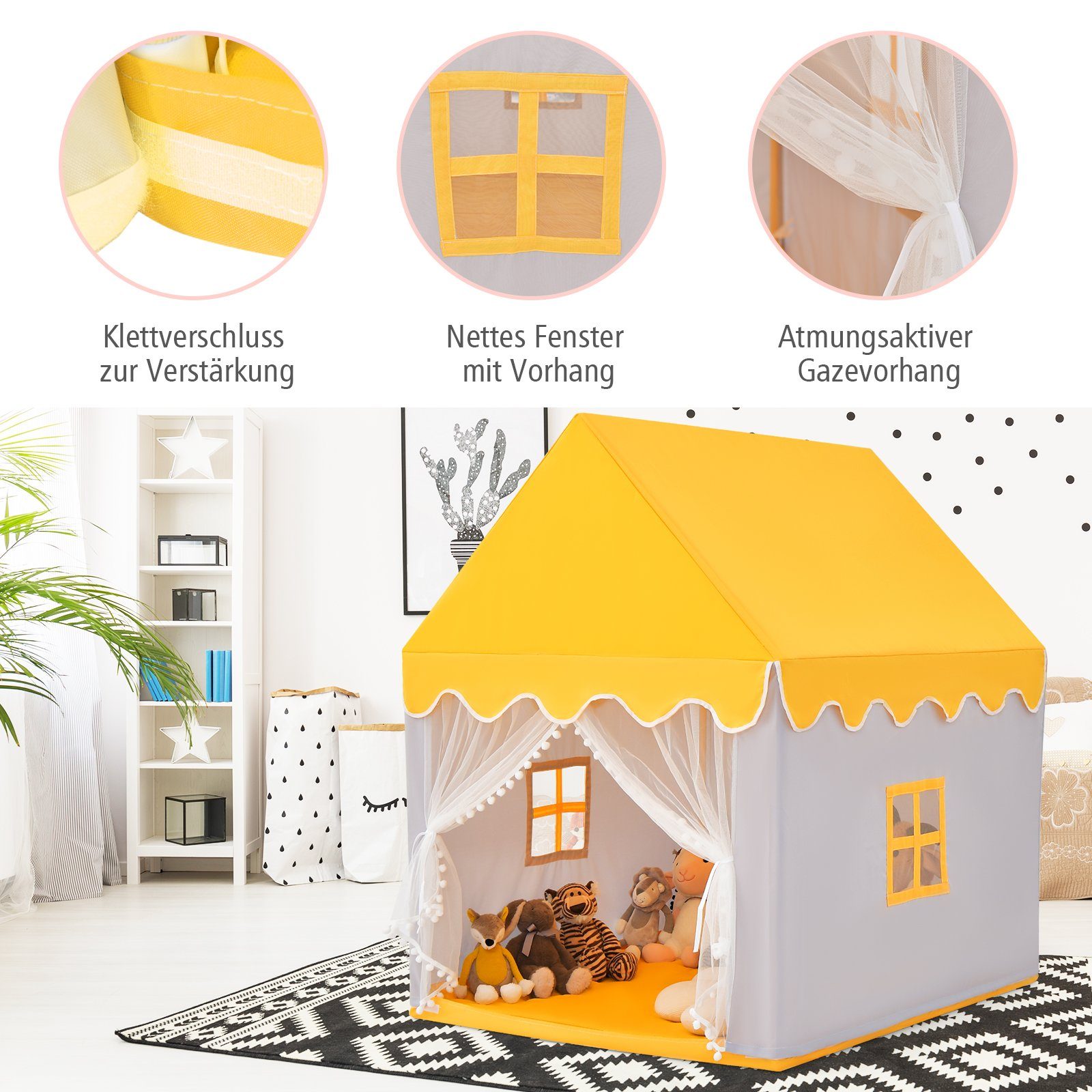 COSTWAY Spielzelt Kinder, mit Baumwolldecke, Fenster günstig online kaufen